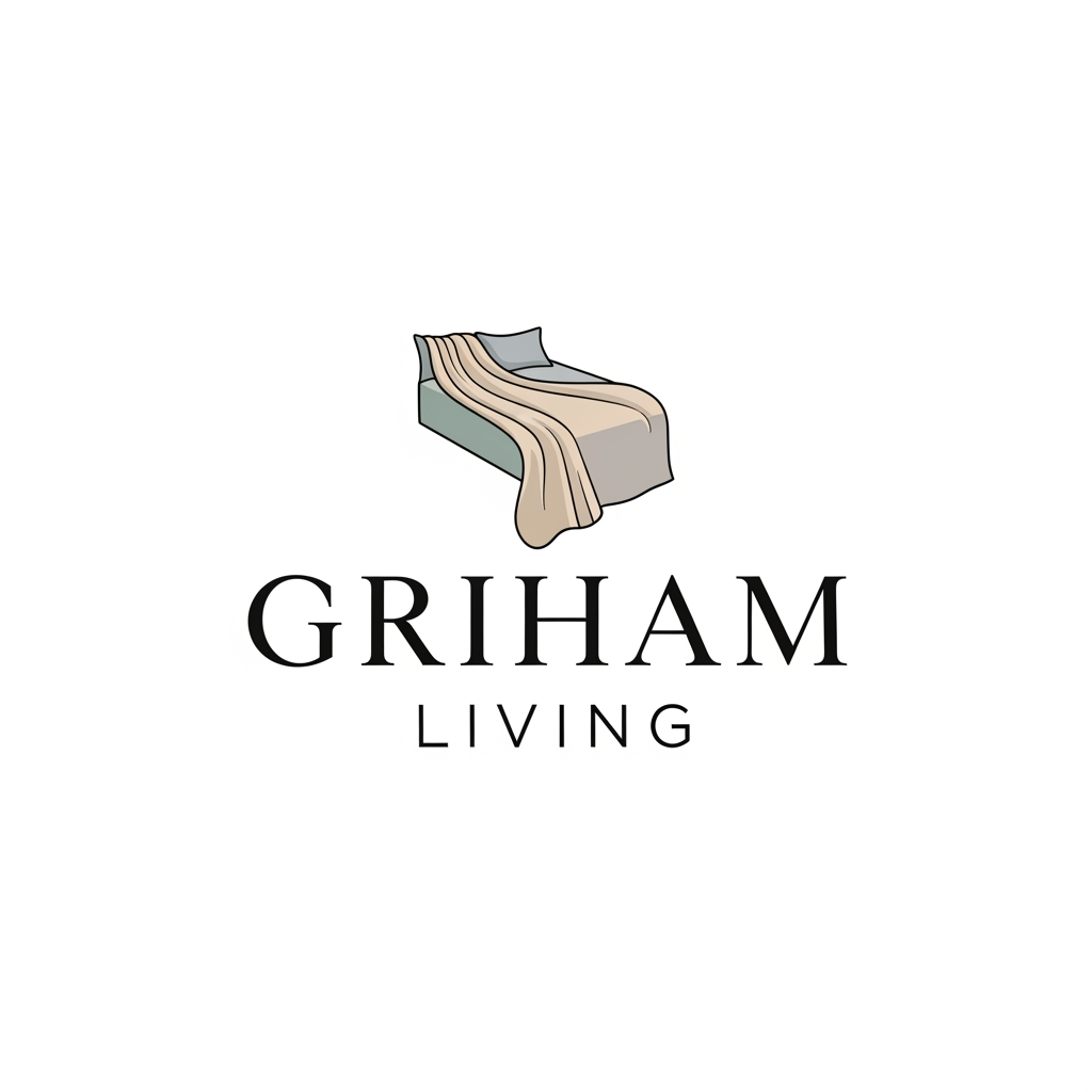 AI Design for create a logo brand name griham living categary in bedsheet dohar etc creative show bedsheet in bedroom