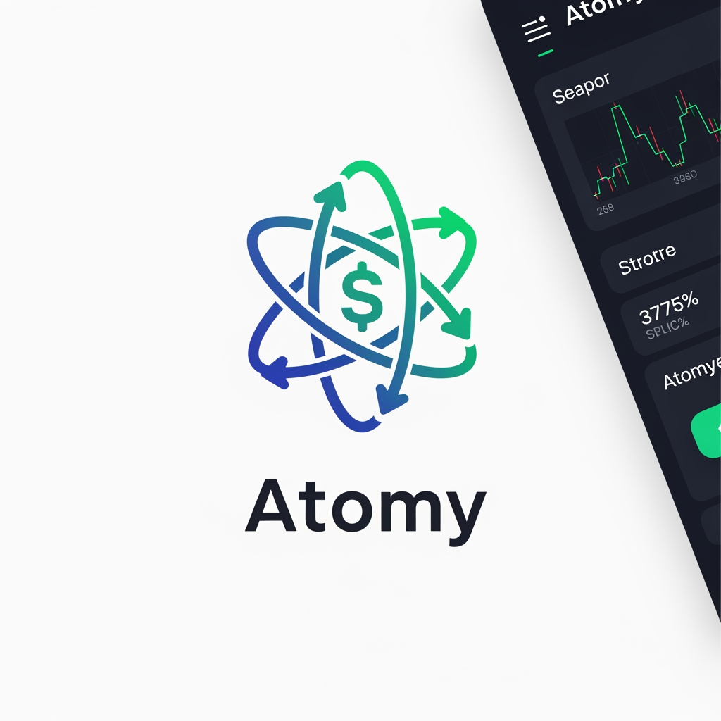 AI Design for create a logo and theme for mobile app which manages finacial transactions like bank transaction, credit card and loan, Name of the app is Atomy