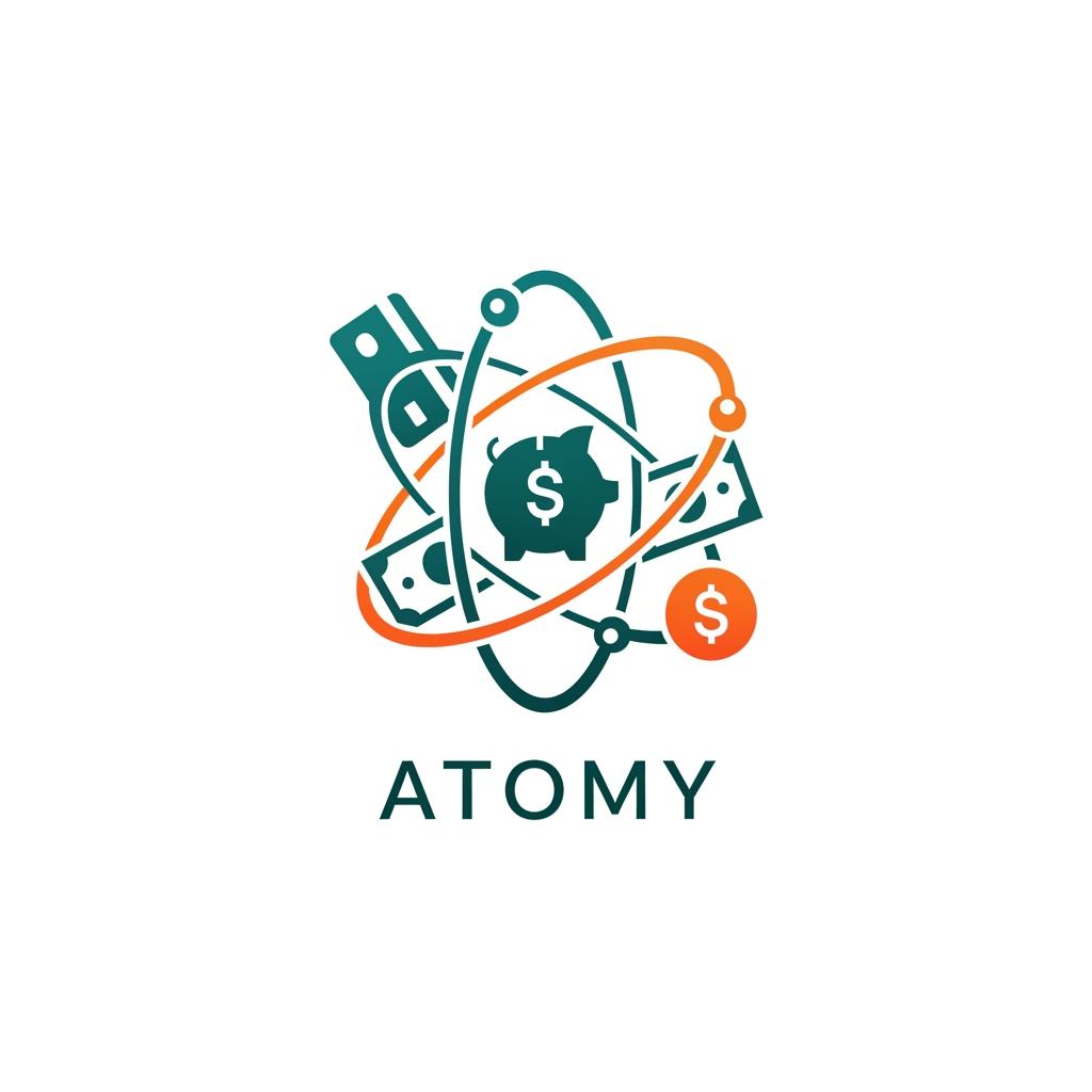 AI Design for create a logo and theme for mobile app which manages finacial transactions like bank transaction, credit card and loan, Name of the app is Atomy