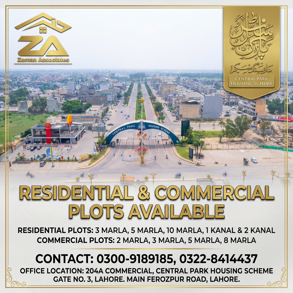 AI Design for residential & commercial plots available
residential Plots 3 Marla , 5 Marla 10 Marla, 1 kanal & 2 kanal
comercial Plots 2 MArla , 3 Marla 5 Marla 8Marla
contact 0300-9189185 0322-8414437
office location 204A commercial Central Park Housing Scheme gate no 3 Lahore main ferozpur road lahore . CREATE A FLEX 20 BY 10 INCHES LANDSCAPE WITH HIGH RESOLUTION LUXURY FLEX @Canva MAKE IT EDITABLE FILE AND MAKE IT REALASTIC FLEX AND USE THIS INIFORMATION IN FLEX