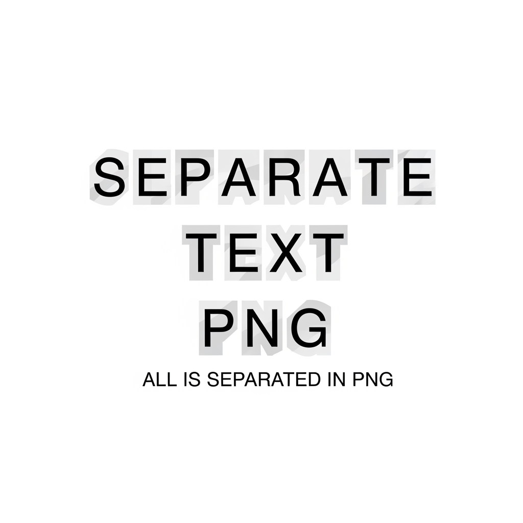 MAKE THIS INTO SEPERATE TEXT PNG LOGO ALL IS SEPERATED IN PNG