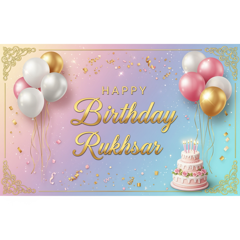 AI Design for Happy birthday rukhsar create design 3 by 7 inches