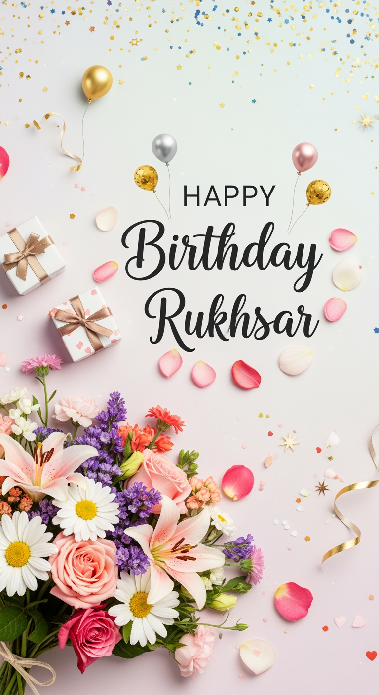 AI Design for Happy birthday rukhsar create design 3 by 7 inches