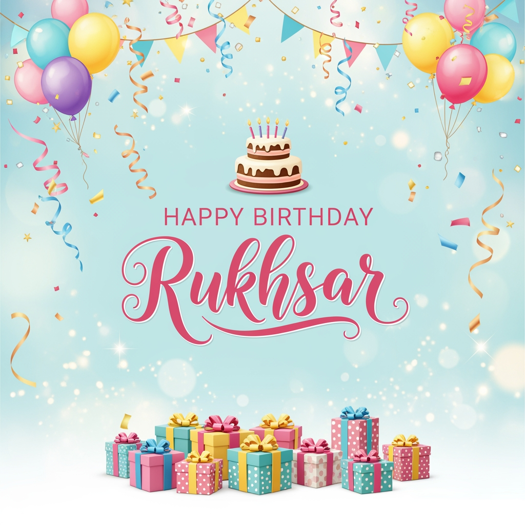 AI Design for Happy birthday rukhsar create design 3 by 7 inches