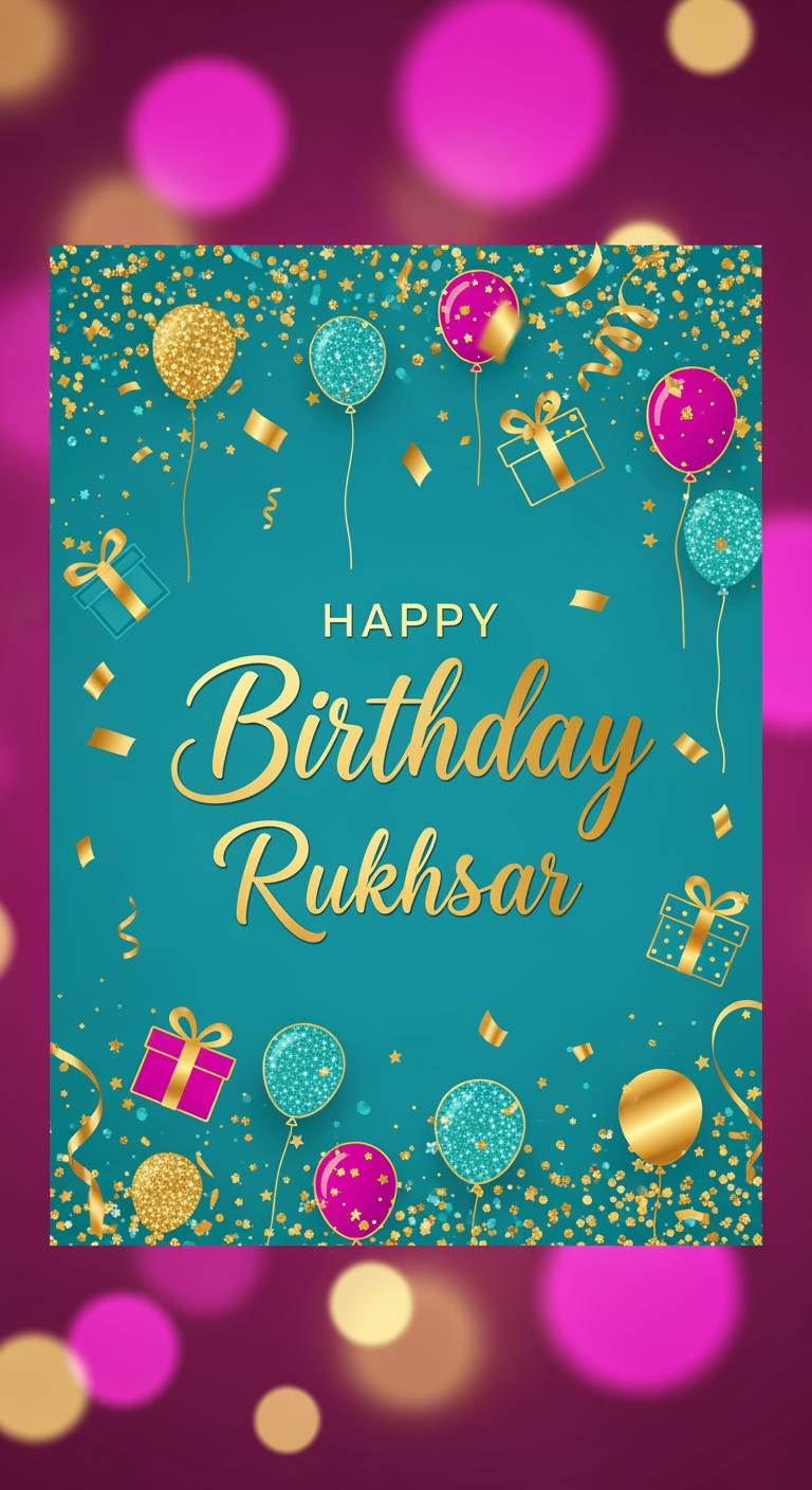 AI Design for Happy birthday rukhsar create design 3 by 7 inches