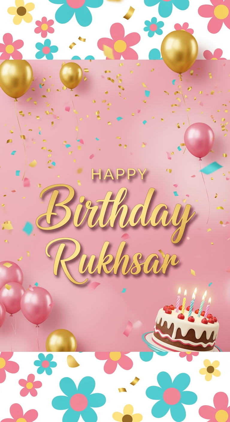 AI Design for Happy birthday rukhsar create design 3 by 7 inches