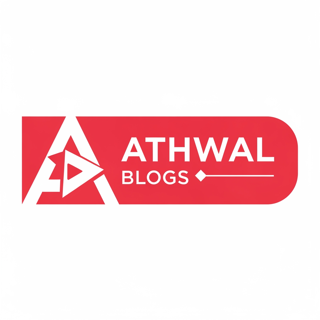 AI Design for i want to create a moden and premium logo for my blog and news website which name is athwal blogs . use colors ( #ff184e and white ) , transparent background.