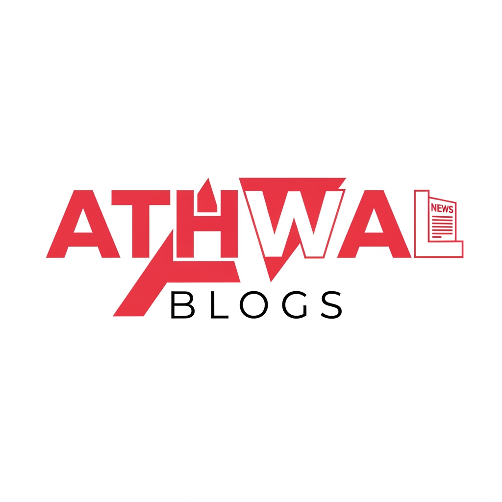 AI Design for i want to create a moden and premium logo for my blog and news website which name is athwal blogs . use colors ( #ff184e and white ) , transparent background.