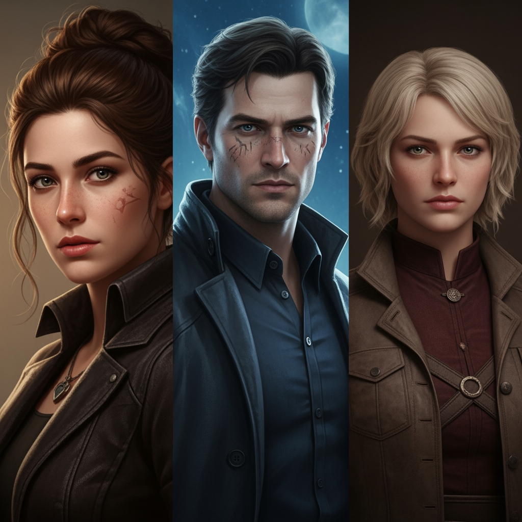 AI Design for Make me three character images that will make the kids continue the video when they see them and the characters will be in Ultra HD quality 8K hyper realistic. size 9.16