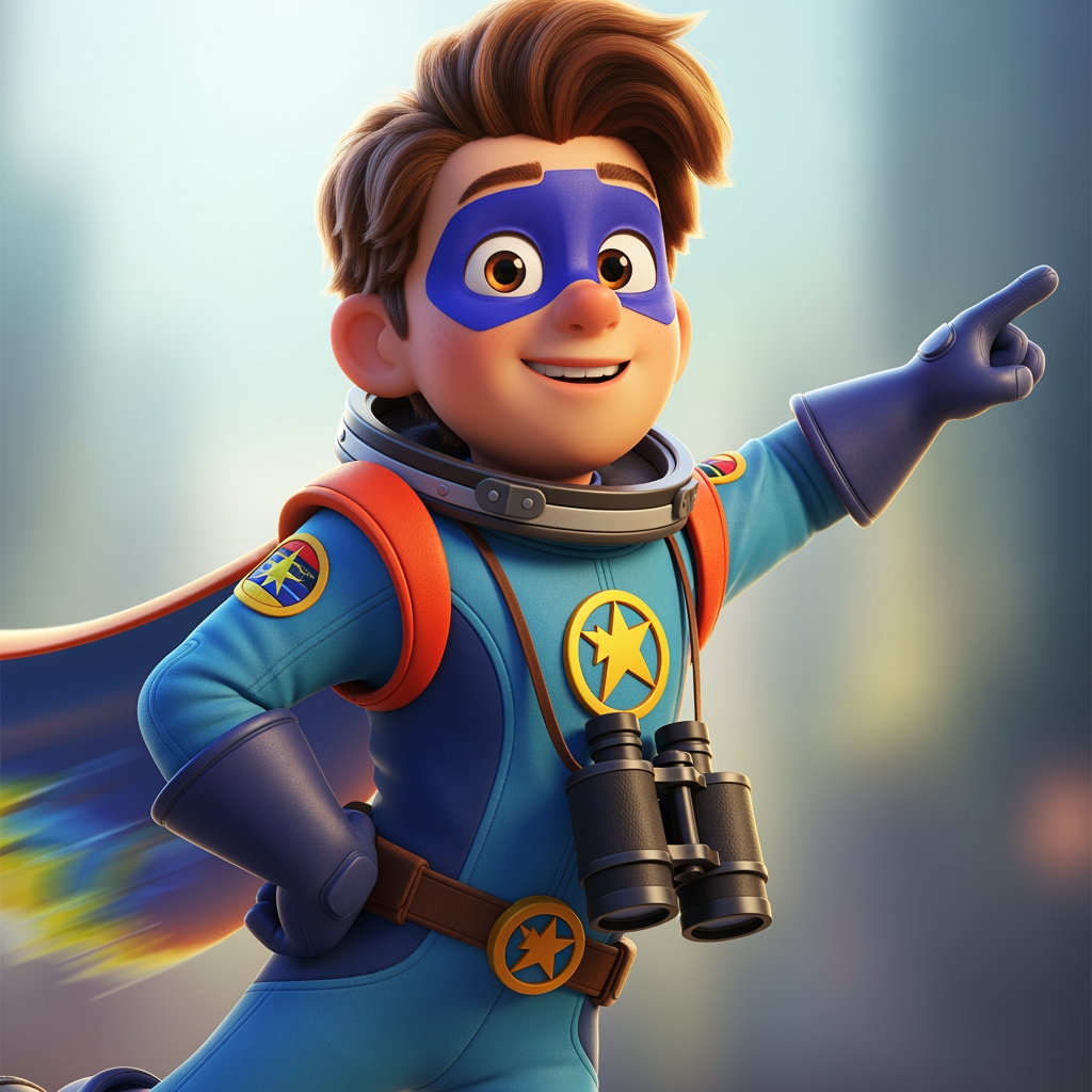AI Design for Make me a singel character images that will make the kids continue the video when they see them and the characters will be in Ultra HD quality 8K hyper realistic. size 9.16