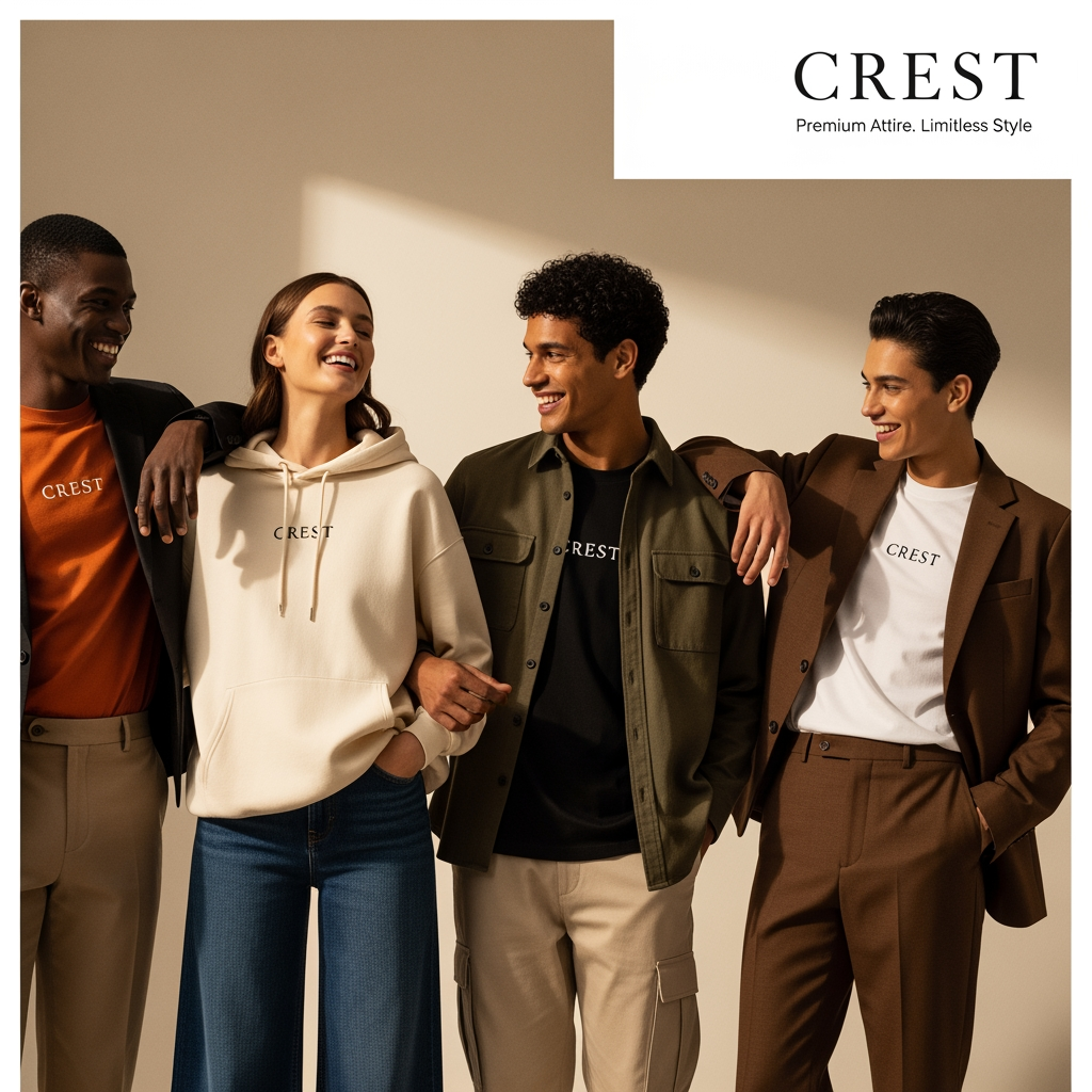 AI Design for my brand name is CREST and i want to design a best looking luxury and asthetic at the same time we are a premium brand of genz clothing we are a ecommerce brand