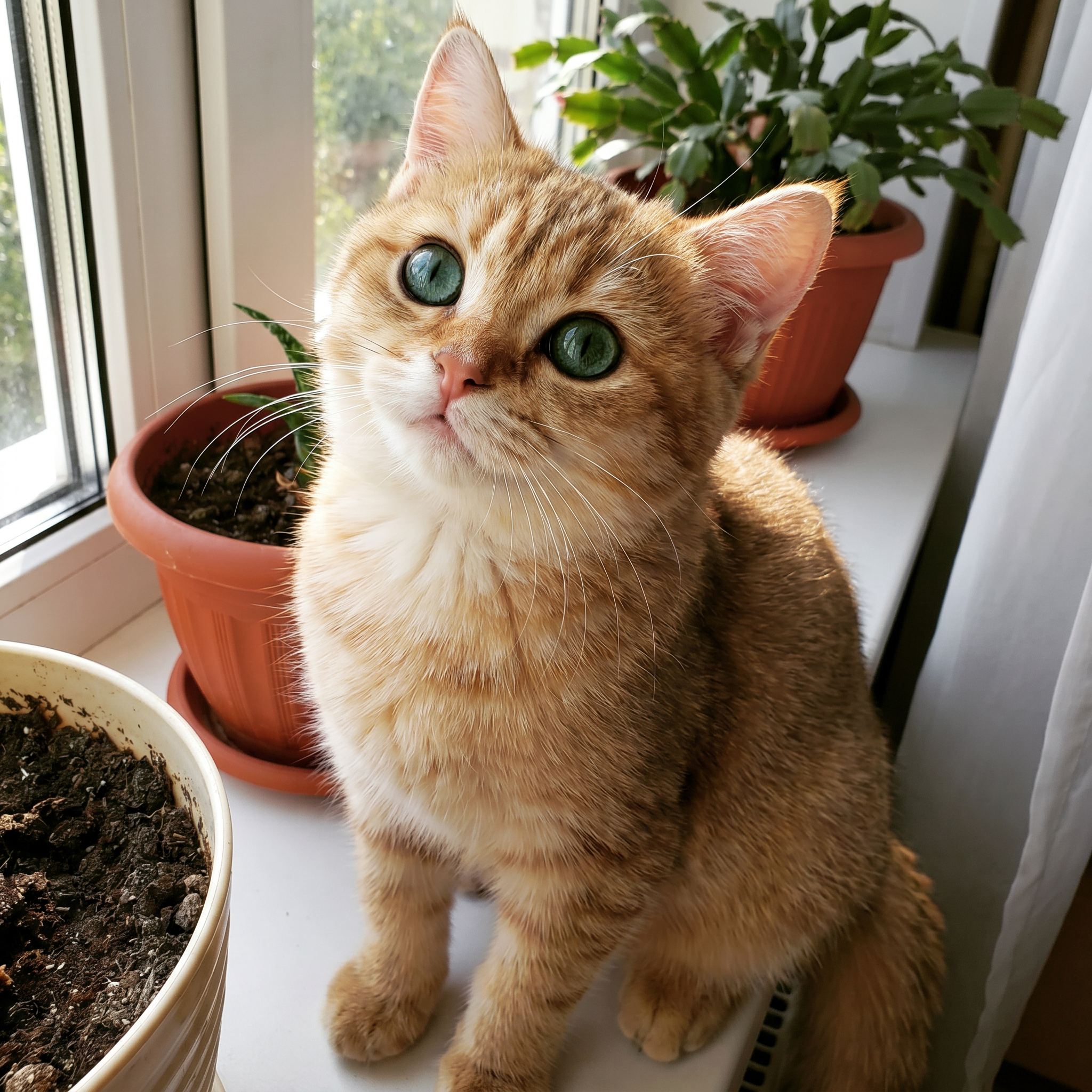 AI Design for create a picture from a cute cat, with green eyes