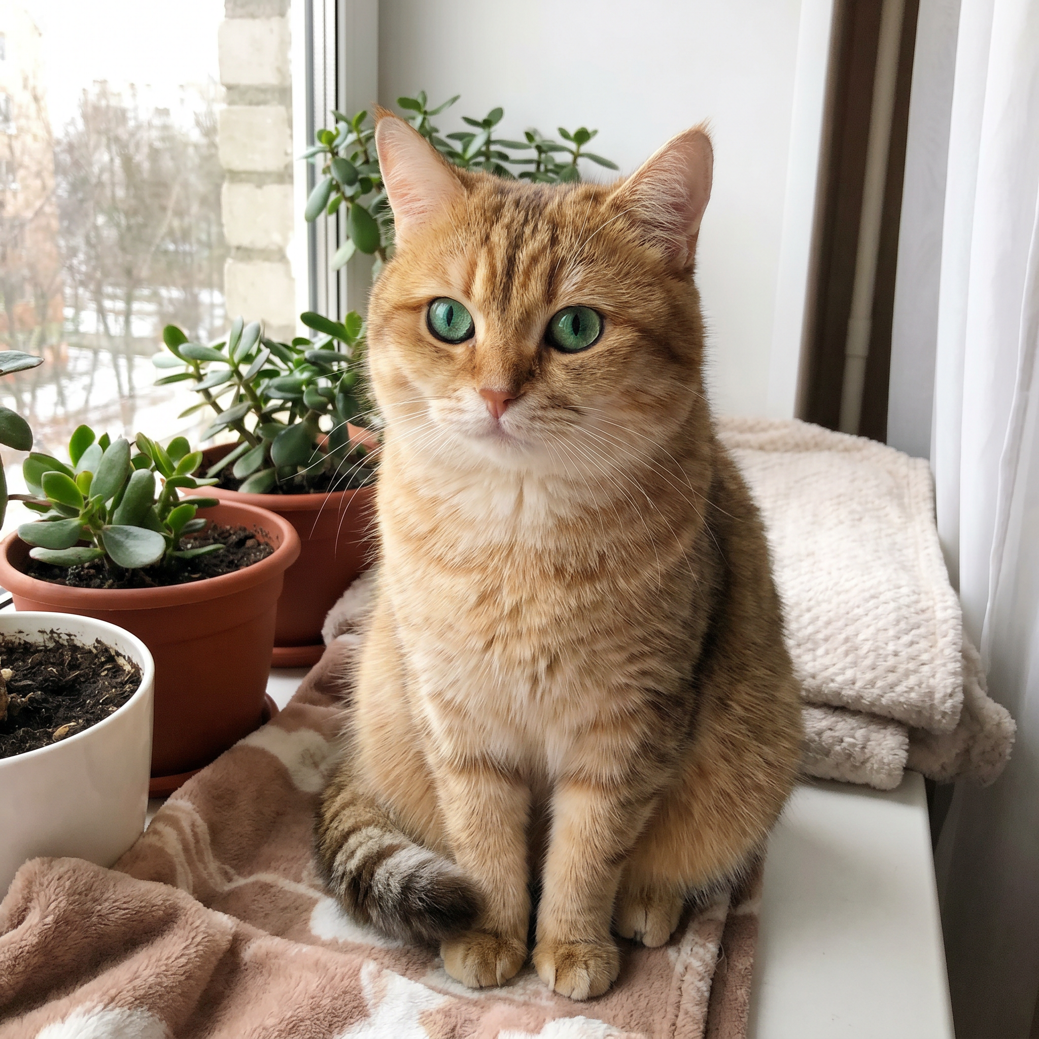 AI Design for create a picture from a cute cat, with green eyes