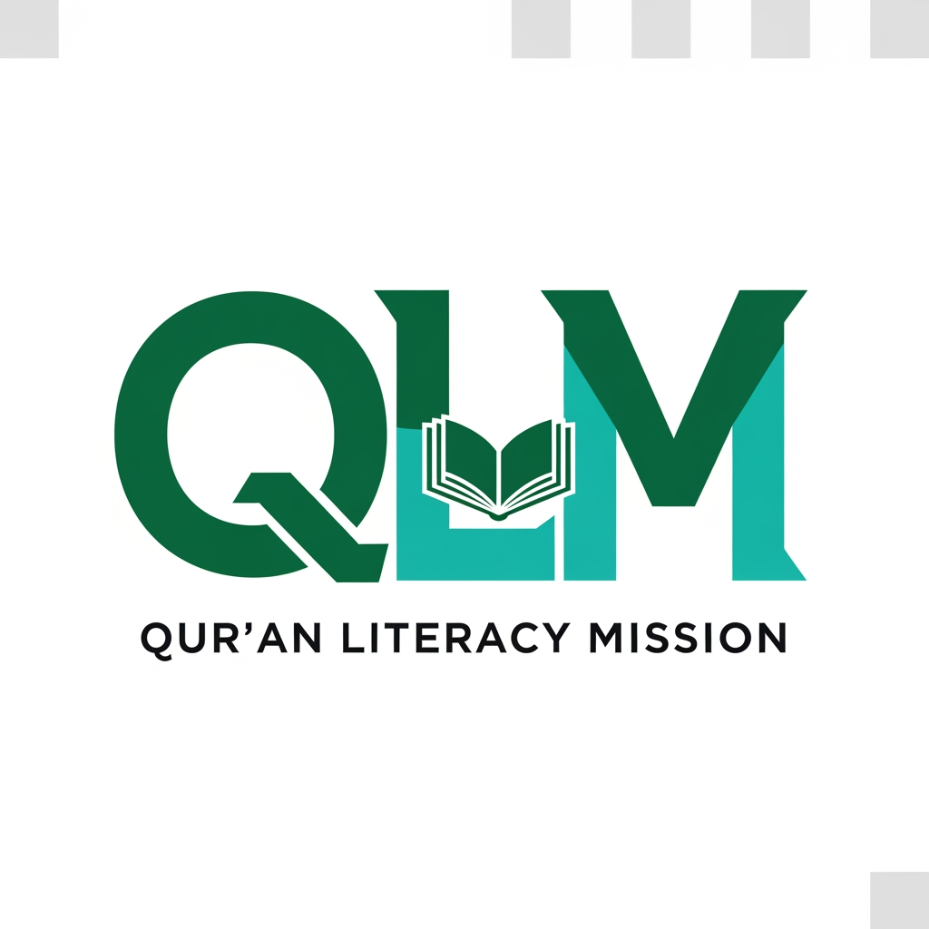 AI Design for Create a modern and timeless monogram logo for QLM (Qur'an Literacy Mission), an educational and spiritual mission dedicated to empowering illiterate women through Qur'anic literacy and Islamic practices. Design Q, L, and M as a harmonious and balanced monogram, with the Q acting as a protective enclosing form. Integrate a simple open Qur'an icon naturally into the letters to symbolise knowledge, learning, and guidance. Keep the design clean, iconic, and scalable, suitable for use across brochures, centre signboards, certificates, social media, uniforms, and sub-programmes conducted under QLM. Use a flat colour palette of Deep Emerald Green (#0E5E35) and Turquoise (#1FB6B8), inspired by but distinct from the FGV brand. Avoid gradients, shadows, and excessive details. Do not use mother-and-child silhouettes, crescent moons, or stars. Use a bold geometric style with professional typography such as Montserrat SemiBold or Poppins Medium. Place the full name “QUR'AN LITERACY MISSION” beneath the monogram in uppercase with moderate letter spacing, similar to the visual hierarchy of the FGV logo. The final logo should convey knowledge, growth, guidance, and community, while remaining versatile enough to support multiple QLM centres and programmes without requiring separate identities. Use a transparent background and ensure the design remains recognisable even when used without the full text. Inspired by the simplicity and visual hierarchy of the FGV logo, create a combination mark that feels institutional, memorable, and suitable for a long-term mission rather than a temporary programme.