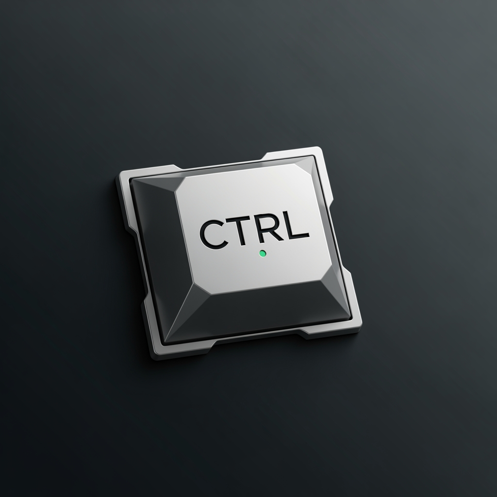 AI Design for A premium corporate logo design for a luxury fintech firm named "CTRL Investment Ventures". The logo features the text "CTRL" inside a sleek, abstract, minimalist geometric square container, mimicking a high-end stylized keyboard switch cap with sharp angles and clean lines. Modern geometric sans-serif typography. High-end, sophisticated financial club aesthetic. Color palette: deep matte charcoal grey background, platinum silver/brushed steel icon frames, with a subtle tiny dot accent of mint emerald green. Flat vector graphic, clean corporate identity, studio lighting, isolated on solid dark background, no realistic photorealism, purely professional brand identity design
