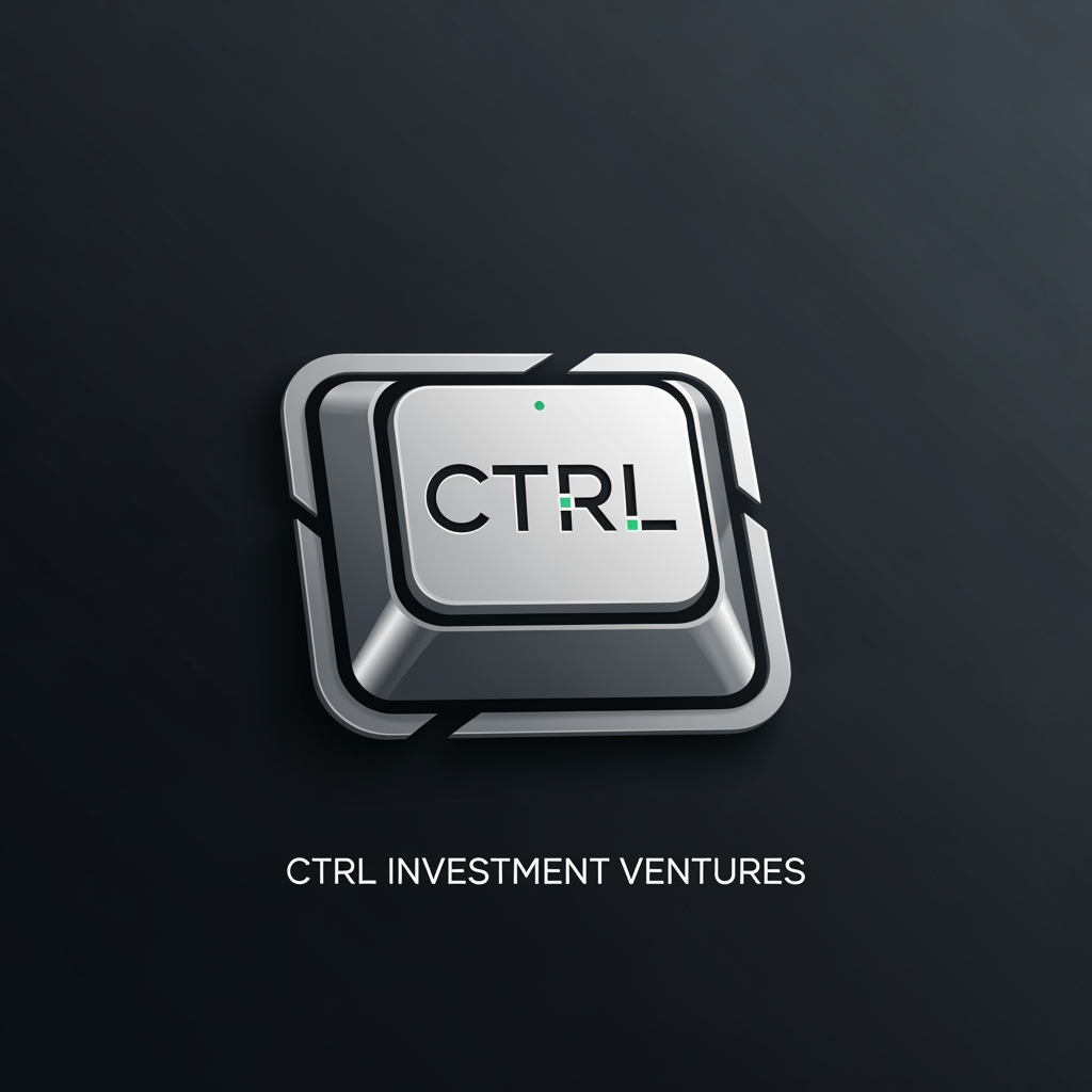 AI Design for A premium corporate logo design for a luxury fintech firm named "CTRL Investment Ventures". The logo features the text "CTRL" inside a sleek, abstract, minimalist geometric square container, mimicking a high-end stylized keyboard switch cap with sharp angles and clean lines. Modern geometric sans-serif typography. High-end, sophisticated financial club aesthetic. Color palette: deep matte charcoal grey background, platinum silver/brushed steel icon frames, with a subtle tiny dot accent of mint emerald green. Flat vector graphic, clean corporate identity, studio lighting, isolated on solid dark background, no realistic photorealism, purely professional brand identity design