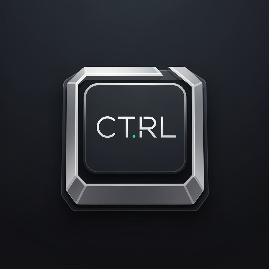 AI Design for A premium corporate logo design for a luxury fintech firm named "CTRL Investment Ventures". The logo features the text "CTRL" inside a sleek, abstract, minimalist geometric square container, mimicking a high-end stylized keyboard switch cap with sharp angles and clean lines. Modern geometric sans-serif typography. High-end, sophisticated financial club aesthetic. Color palette: deep matte charcoal grey background, platinum silver/brushed steel icon frames, with a subtle tiny dot accent of mint emerald green. Flat vector graphic, clean corporate identity, studio lighting, isolated on solid dark background, no realistic photorealism, purely professional brand identity design