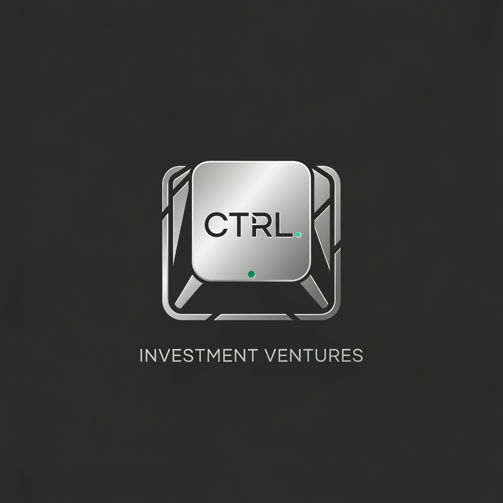 AI Design for A premium corporate logo design for a luxury fintech firm named "CTRL Investment Ventures". The logo features the text "CTRL" inside a sleek, abstract, minimalist geometric square container, mimicking a high-end stylized keyboard switch cap with sharp angles and clean lines. Modern geometric sans-serif typography. High-end, sophisticated financial club aesthetic. Color palette: deep matte charcoal grey background, platinum silver/brushed steel icon frames, with a subtle tiny dot accent of mint emerald green. Flat vector graphic, clean corporate identity, studio lighting, isolated on solid dark background, no realistic photorealism, purely professional brand identity design
make this as a investment firm logo