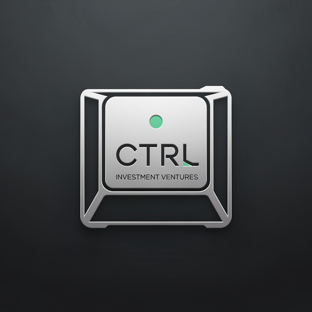 AI Design for A premium corporate logo design for a luxury fintech firm named "CTRL Investment Ventures". The logo features the text "CTRL" inside a sleek, abstract, minimalist geometric square container, mimicking a high-end stylized keyboard switch cap with sharp angles and clean lines. Modern geometric sans-serif typography. High-end, sophisticated financial club aesthetic. Color palette: deep matte charcoal grey background, platinum silver/brushed steel icon frames, with a subtle tiny dot accent of mint emerald green. Flat vector graphic, clean corporate identity, studio lighting, isolated on solid dark background, no realistic photorealism, purely professional brand identity design
make this as a investment firm logo