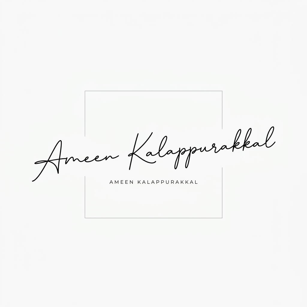AI Design for generate wordmark logo use the same font and style in the refrence image. the name: Ameen Kalappurakkal