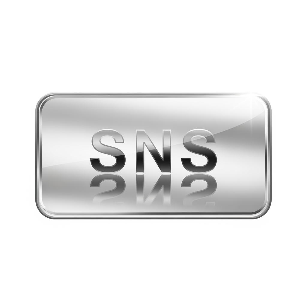 AI Design for create a sns logo with rectangle box thats box act as a mirror in the logo inside the mirror the sns word want to display