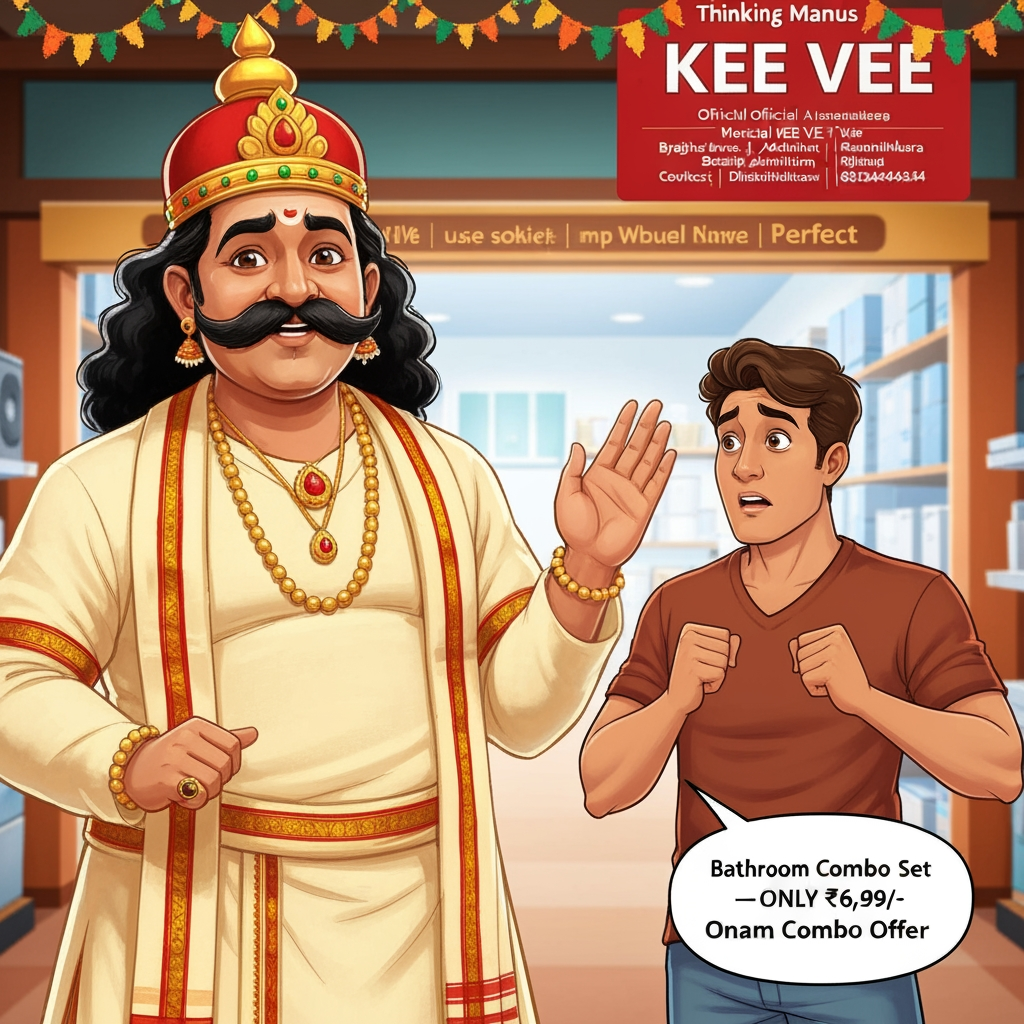 AI Design for logo
Perfect — I’ve received the official KEE VEE logo with the Ramanattukara address and contact numbers. I’ll use it as the end-card branding and retain the exact ₹6,499 Onam Combo Offer details.
The full AI video generator has reached today’s free-plan limit (1/1), so I can’t generate the remaining video shots today. You can upgrade for a higher daily video quota, or I can still complete the reel now as a polished motion-comic: generated scene visuals with animated camera moves, Malayalam dialogue/voiceover, festive transitions, exact ₹6,499 offer text, and the official KEE VEE logo. I’m proceeding with the motion-comic route so you still receive a complete reel.
Thinking
Manus Desktop
Manus is an AI Agent and can make mistakes. Please double-check before use.
Manus's computer
Manus is using Media viewer
Generating image/home/ubuntu/tmp/kee-vee-maveli-reference.png
Live
kee-vee-onam-reel-brief.md
KEE VEE Onam Promotional Reel — Production Brief
Format
Vertical social-media reel, 9:16, 35–45 seconds, bright festive Onam comedy, fast cuts, warm Kerala retail setting, clean commercial finish.
Brand and offer
Use the supplied official KEE VEE logo as the authoritative end-card asset. Preserve the exact logo wordmark and artwork. Offer: Bathroom Combo Set — ONLY ₹6,499/-. Store: Bypass J, Azhinhilam, Ramanattukara. Contacts: 8943604040 | 8086454544. Descriptor: Stokist | Distributer | Wholesaler | Retailer.
Character direction
Maveli: friendly, regal, humorous, traditional cream-and-gold Kerala attire, red-and-gold crown, lush moustache, approachable expressions; no imitation of a specific actor. Customer: relatable young Kerala homeowner, simple casual clothing, visibly worried at first, delighted after hearing the offer.
Shot plan and spoken Malayalam
0:00–0:05 — Maveli entry
Visual: Maveli makes a cheerful festive entrance into a bathroom-products showroom, flower petals and subtle chenda-style energy. He notices the worried customer.
Dialogue: “എന്താ മോനേ… എന്തിനാ ഇത്ര വിഷമിച്ചിരിക്കുന്നത്?”
On-screen text: “House Warming അടുത്ത മാസം… 😰”
0:05–0:11 — Customer explains
Visual: Customer checks an almost-empty wallet and gestures toward unfinished bathroom fittings.
Dialogue: “എന്ത് പറയാനാ മാവേലീ… എന്റെ house warming അടുത്ത മാസം ആണ്. വീട്ടിലെ bathroom ഒക്കെ സെറ്റ് ചെയ്യണം… പക്ഷേ കയ്യിൽ വലിയ budget ഒന്നുമില്ല!”
0:11–0:17 — Maveli’s solution
Visual: Maveli smiles, points confidently toward the store, quick comic push-in.
Dialogue: “അയ്യോ… അതിനാണോ നീ വിഷമിക്കുന്നത്? നീ വേഗം KEE VEE-ലേക്ക് വിട്ടോ!”
Customer replies: “KEE VEE-യിലോ?”
0:17–0:25 — Offer reveal
Visual: Hero product montage: toilet, wash basin, shower, tap, bathroom accessories, and plumbing/electrical items in a clean festive showroom. Use punchy graphic emphasis.
Dialogue: “അതേ മോനേ! KEE VEE-ൽ ഇപ്പോൾ തകർപ്പൻ Onam Combo Offer ആണ്! ₹6,499 രൂപയ്ക്ക് bathroom-ന് ആവശ്യമായ Combo Set സ്വന്തമാക്കാം!”
On-screen text: “🌼 KEE VEE ONAM COMBO OFFER 🌼” / “🛁 Bathroom Combo Set” / “ONLY ₹6,499/-”
0:25–0:30 — Customer reaction
Visual: Customer’s eyes widen; he throws the wallet aside and celebrates.
Dialogue: “അയ്യോ! ₹6,499-ക്ക് bathroom combo set-ഓ? അപ്പോ പിന്നെ ഞാൻ എന്തിനാ വിഷമിക്കുന്നത്!”
Maveli: “അതുതന്നെ! ഇനി സമയം കളയണ്ട… വേഗം KEE VEE-ലേക്ക് വിട്ടോളൂ!”
0:30–0:38 — Product and category montage
Visual: Quick, premium cuts of plumbing, sanitary, and electrical items; festive marigold/pookkalam accents; Maveli gives a confident thumbs-up.
Voiceover: “ഈ ഓണത്തിന് വീട്ടുപണികൾക്ക് വേണ്ട Plumbing, Sanitary & Electrical Items… എല്ലാം KEE VEE-ൽ Onam Combo Offer-ോടെ! Stokist, Distributer, Wholesaler, Retailer.”
0:38–0:45 — Final CTA
Visual: Official KEE VEE logo large and centered, festive yellow/red background, offer badge and contact/location below. Make all exact numbers readable.
Voiceover: “ഈ ഓണത്തിന് നിങ്ങളുടെ വീട്ടുപണികൾക്ക് വേണ്ട സാധനങ്ങൾ വാങ്ങാൻ… KEE VEE, Bypass J, Azhinhilam, Ramanattukara. ഇന്ന് തന്നെ സന്ദർശിക്കൂ!”
Final CTA text: “വേഗം KEE VEE-ലേക്ക് വിട്ടോളൂ!”
Audio
Malayalam dialogue with a lively, warm, theatrical male Maveli voice and a relatable male customer voice. Add light festive percussion and upbeat commercial music under the dialogue; keep speech clear. Use natural Malayalam pronunciation and preserve English product terms and the price exactly.
Generation constraints
Prioritize vertical composition, legible safe-area text, consistent Maveli/customer appearance across scenes, product-focused visuals, and exact offer/contact details. Avoid illegible invented logos, misspelled phone numbers, extra discounts, or claims not in the brief. Use the uploaded logo rather than regenerating the wordmark.
Maveli's Budget Solution for Onam Housewarming - Manus