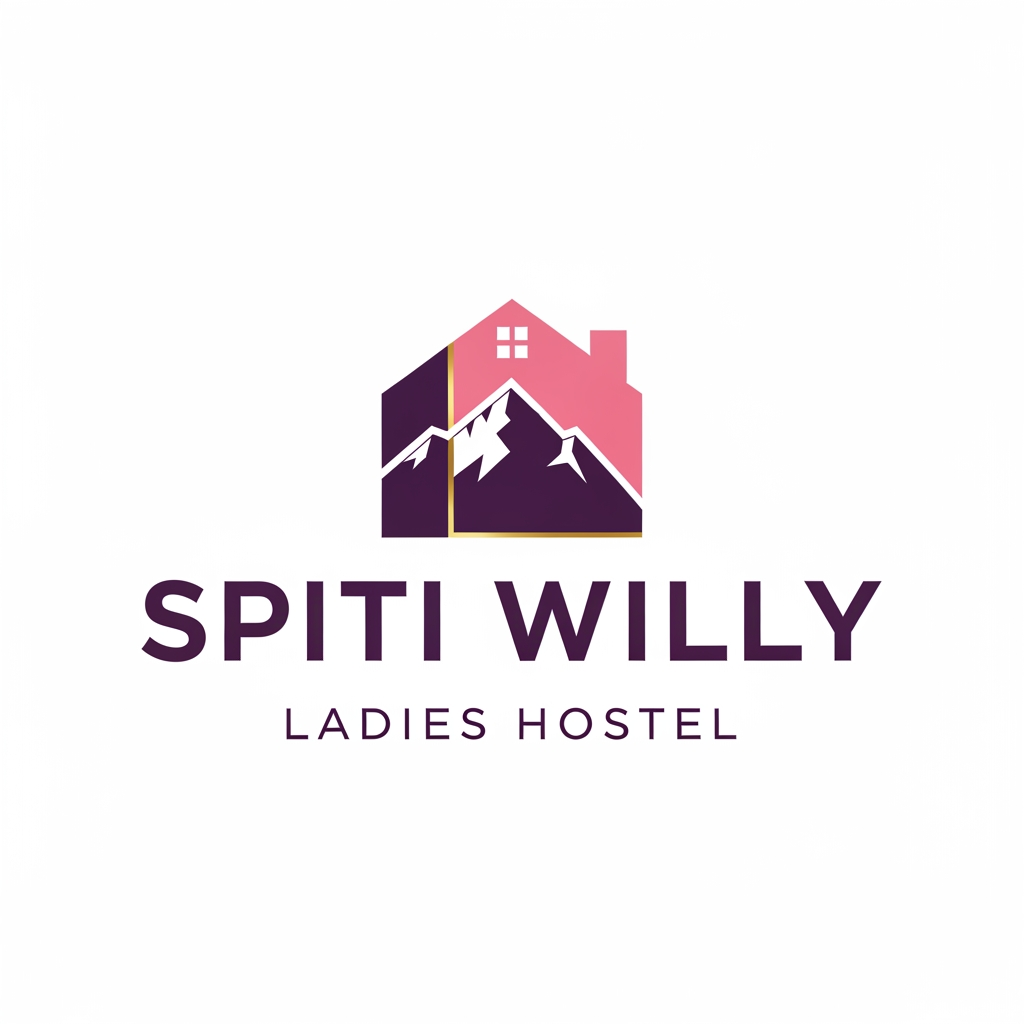 AI Design for Create a modern, minimalist, premium logo for **"Spiti Willy Ladies Hostel"**.
Design Style:
* Clean vector logo
* Modern, elegant, and professional
* Feminine but not overly decorative
* Suitable for signage, social media, website, business cards, and hostel branding
* Flat design with high scalability
* 500×500 px square format
* White or transparent background
Logo Elements:
* Stylized house/hostel icon
* Mountain silhouette inspired by Spiti Valley
* Simple female-friendly design elements
* Modern geometric shapes
* Subtle hospitality and community feel
* No cartoon characters, no people illustrations
Typography:
* "Spiti Willy" as the main focus
* "Ladies Hostel" as a clean subtitle
* Bold, modern sans-serif font
* Premium and trustworthy appearance
Color Palette:
* Deep Purple (#5B3A8E)
* Rose Pink (#E76F8A)
* Gold Accent (#D4A017)
* White background
Layout:
* Icon above text
* Balanced and symmetrical composition
* Professional hostel brand identity
* Clean negative space
* High-end startup branding style
Output:
* Vector logo
* Sharp edges
* Transparent background
* 500×500 px
* Brand-ready quality
* Modern, memorable, and unique
* No gradients, no shadows, no vintage effects