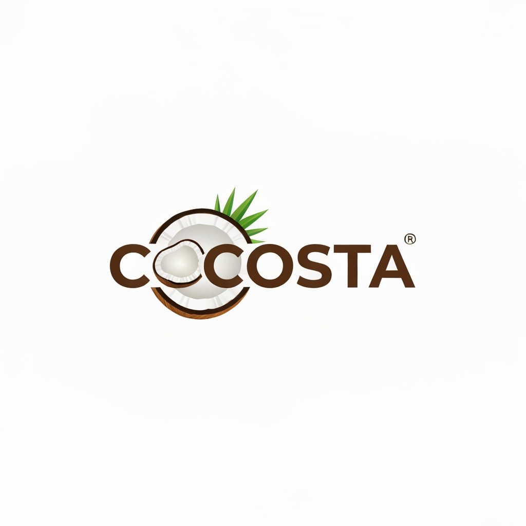 AI Design for create a logo for coconut Products the packaging name is "COCOSTA "