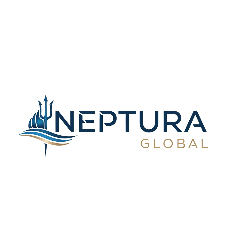 AI Design for I want to create my brand logo name NEPTURA GLOBAL - this is into export import business as merchant trader