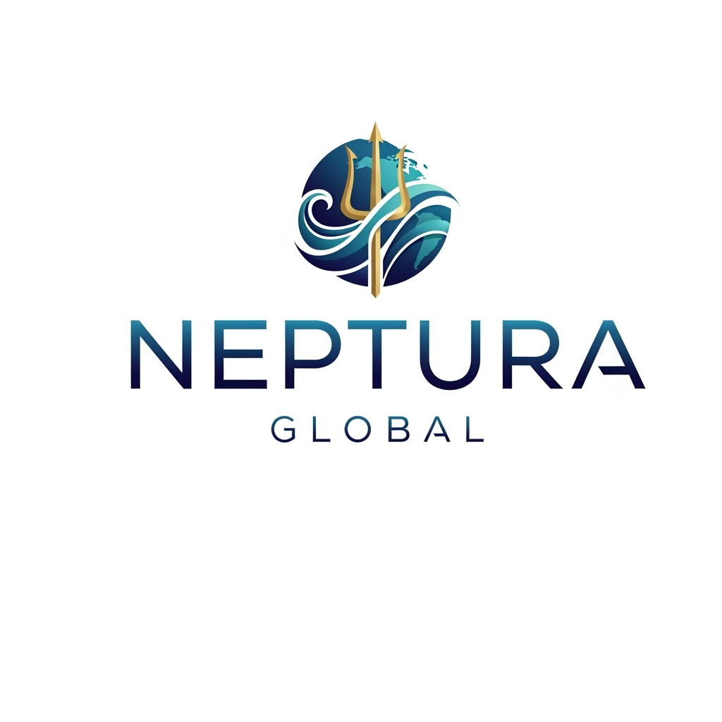 AI Design for I want to create my brand logo name NEPTURA GLOBAL - this is into export import business as merchant trader