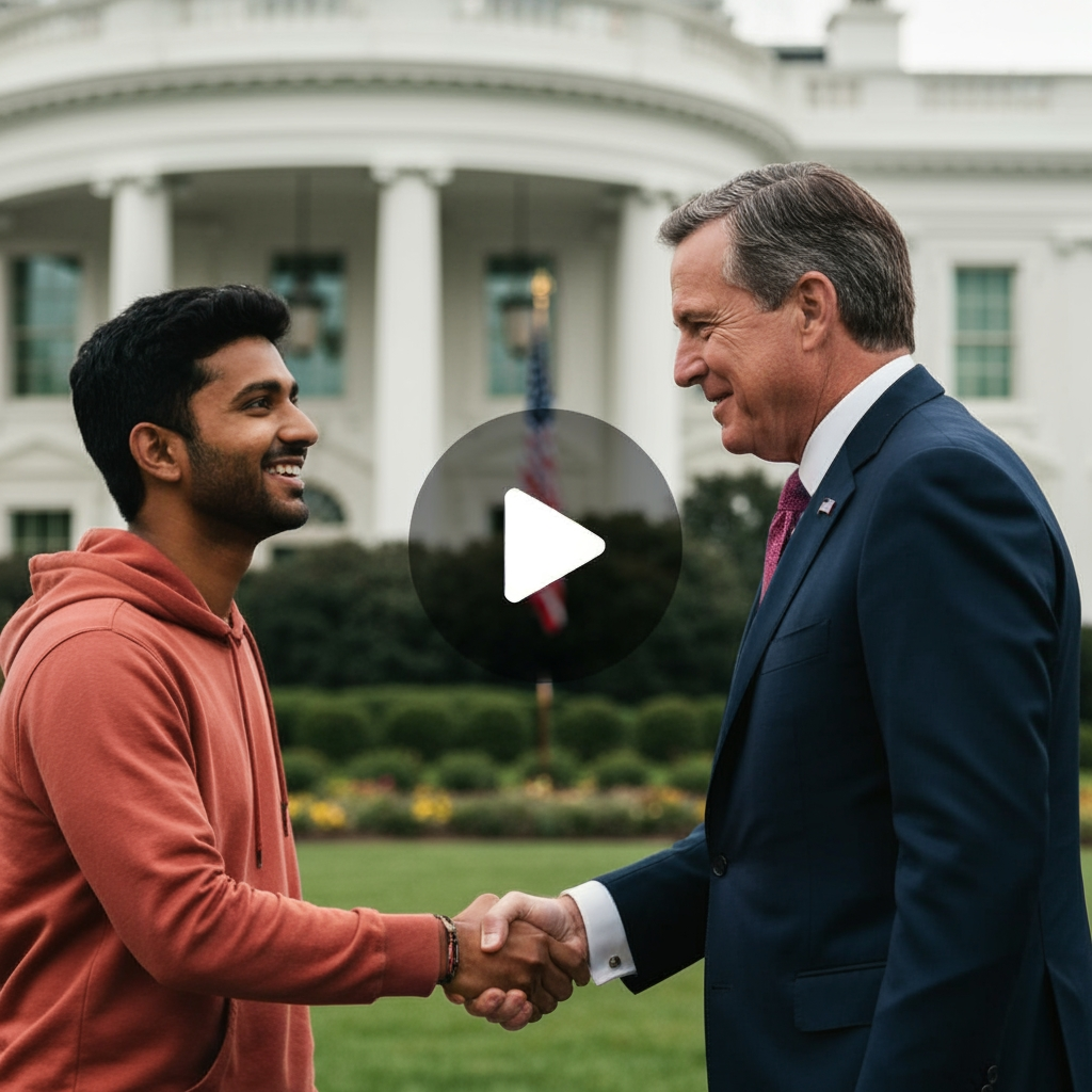 AI Design for Ju President ke saath tumne khada kiya hai iski video banane.They jaise president is haath milai