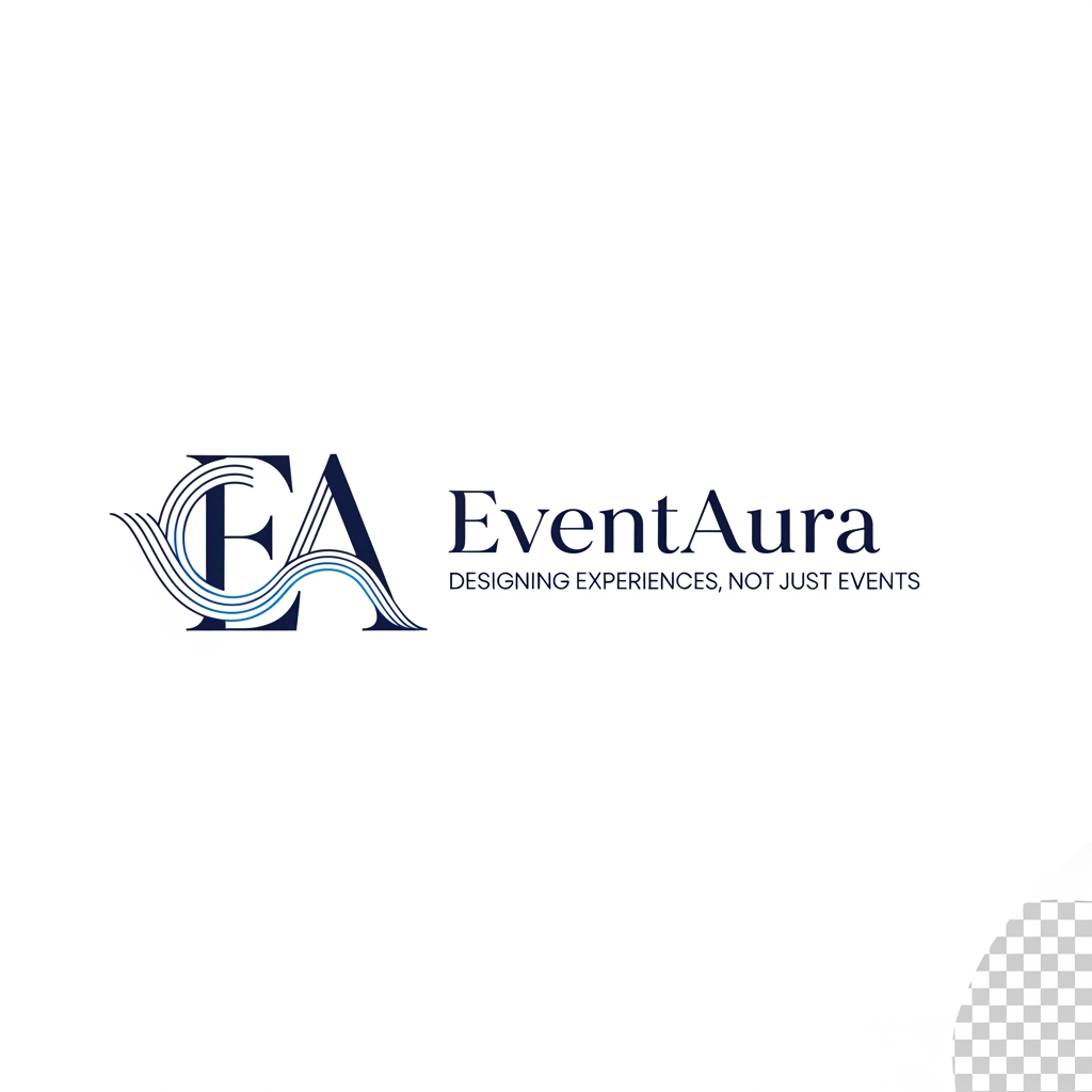 AI Design for Design a premium, elegant and minimalist logo for a luxury event management brand named **EventAura**.
Brand personality:
* Luxury
* Elegant
* Sophisticated
* Timeless
* Modern
* Premium
* Trustworthy
Industry:
Luxury Event Management, Destination Weddings, Corporate Events, Celebrations and Premium Experiences.
Style requirements:
* Minimalist logo
* Clean vector design
* Flat design (no 3D)
* Professional and scalable
* Luxury hotel brand aesthetics
* Suitable for websites, social media, business cards and invoices
* High-end and timeless look
* Avoid cartoon, party balloons, confetti, glitter, makeup, floral shop or birthday icons
Icon ideas (choose ONE elegant concept):
* A subtle "EA" monogram
* A diamond-shaped aura symbol
* A flowing ribbon forming an aura
* An elegant spark integrated into the letters
* A luxury seal emblem
* A minimalist event arch silhouette
* An abstract infinity aura symbol
Typography:
* Serif luxury typography similar to Vogue, Four Seasons, Dior or Tiffany & Co.
* Thin elegant strokes
* Balanced spacing
* Premium appearance
Color palette:
Primary Navy Blue: #0F2F73
Royal Blue: #2563EB
Accent Blue: #4F86F7
White: #FFFFFF
Composition:
* Icon on the left
* EventAura text on the right
* Horizontally aligned
* Symmetrical and clean
Background:
* White background only
* No gradients
* No shadows
* No mockups
* No textures
Output:
* Pure vector logo
* Transparent background version
* SVG style
* Sharp edges
* Website ready
Keywords:
Luxury, Elegant, Minimal, Premium, Timeless, Sophisticated, Modern, Exclusive, Clean, High-end.
Reference brands:
Four Seasons, Oberoi Hotels, Taj Hotels, Vogue Weddings, Tiffany & Co., Dior.
Tagline (optional small text):
"Designing Experiences, Not Just Events"