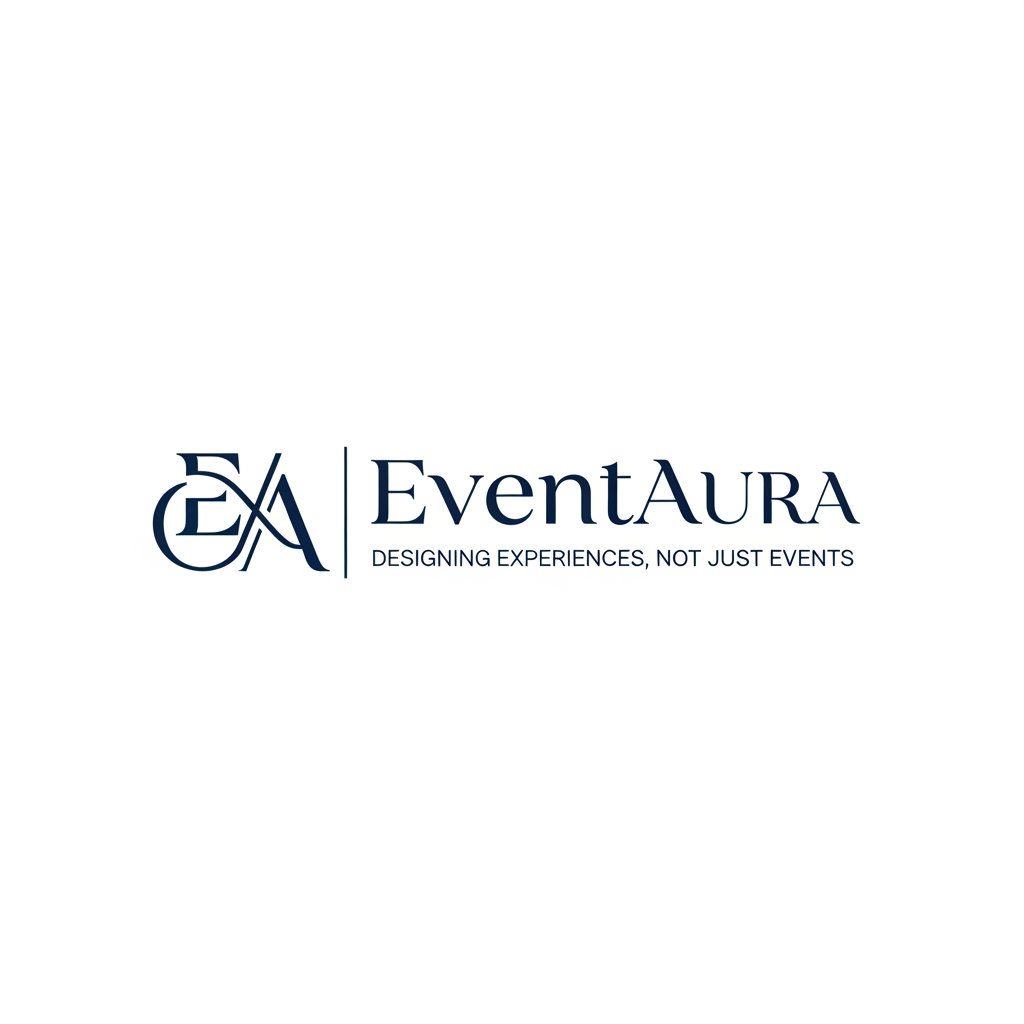 AI Design for Design a premium, elegant and minimalist logo for a luxury event management brand named **EventAura**.
Brand personality:
* Luxury
* Elegant
* Sophisticated
* Timeless
* Modern
* Premium
* Trustworthy
Industry:
Luxury Event Management, Destination Weddings, Corporate Events, Celebrations and Premium Experiences.
Style requirements:
* Minimalist logo
* Clean vector design
* Flat design (no 3D)
* Professional and scalable
* Luxury hotel brand aesthetics
* Suitable for websites, social media, business cards and invoices
* High-end and timeless look
* Avoid cartoon, party balloons, confetti, glitter, makeup, floral shop or birthday icons
Icon ideas (choose ONE elegant concept):
* A subtle "EA" monogram
* A diamond-shaped aura symbol
* A flowing ribbon forming an aura
* An elegant spark integrated into the letters
* A luxury seal emblem
* A minimalist event arch silhouette
* An abstract infinity aura symbol
Typography:
* Serif luxury typography similar to Vogue, Four Seasons, Dior or Tiffany & Co.
* Thin elegant strokes
* Balanced spacing
* Premium appearance
Color palette:
Primary Navy Blue: #0F2F73
Royal Blue: #2563EB
Accent Blue: #4F86F7
White: #FFFFFF
Composition:
* Icon on the left
* EventAura text on the right
* Horizontally aligned
* Symmetrical and clean
Background:
* White background only
* No gradients
* No shadows
* No mockups
* No textures
Output:
* Pure vector logo
* Transparent background version
* SVG style
* Sharp edges
* Website ready
Keywords:
Luxury, Elegant, Minimal, Premium, Timeless, Sophisticated, Modern, Exclusive, Clean, High-end.
Reference brands:
Four Seasons, Oberoi Hotels, Taj Hotels, Vogue Weddings, Tiffany & Co., Dior.
Tagline (optional small text):
"Designing Experiences, Not Just Events"