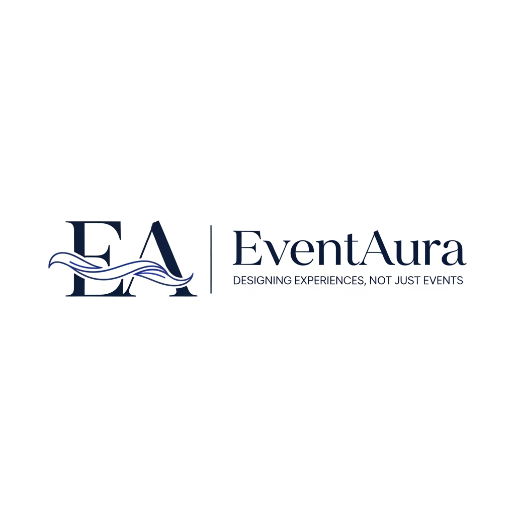 AI Design for Design a premium, elegant and minimalist logo for a luxury event management brand named **EventAura**.
Brand personality:
* Luxury
* Elegant
* Sophisticated
* Timeless
* Modern
* Premium
* Trustworthy
Industry:
Luxury Event Management, Destination Weddings, Corporate Events, Celebrations and Premium Experiences.
Style requirements:
* Minimalist logo
* Clean vector design
* Flat design (no 3D)
* Professional and scalable
* Luxury hotel brand aesthetics
* Suitable for websites, social media, business cards and invoices
* High-end and timeless look
* Avoid cartoon, party balloons, confetti, glitter, makeup, floral shop or birthday icons
Icon ideas (choose ONE elegant concept):
* A subtle "EA" monogram
* A diamond-shaped aura symbol
* A flowing ribbon forming an aura
* An elegant spark integrated into the letters
* A luxury seal emblem
* A minimalist event arch silhouette
* An abstract infinity aura symbol
Typography:
* Serif luxury typography similar to Vogue, Four Seasons, Dior or Tiffany & Co.
* Thin elegant strokes
* Balanced spacing
* Premium appearance
Color palette:
Primary Navy Blue: #0F2F73
Royal Blue: #2563EB
Accent Blue: #4F86F7
White: #FFFFFF
Composition:
* Icon on the left
* EventAura text on the right
* Horizontally aligned
* Symmetrical and clean
Background:
* White background only
* No gradients
* No shadows
* No mockups
* No textures
Output:
* Pure vector logo
* Transparent background version
* SVG style
* Sharp edges
* Website ready
Keywords:
Luxury, Elegant, Minimal, Premium, Timeless, Sophisticated, Modern, Exclusive, Clean, High-end.
Reference brands:
Four Seasons, Oberoi Hotels, Taj Hotels, Vogue Weddings, Tiffany & Co., Dior.
Tagline (optional small text):
"Designing Experiences, Not Just Events"
