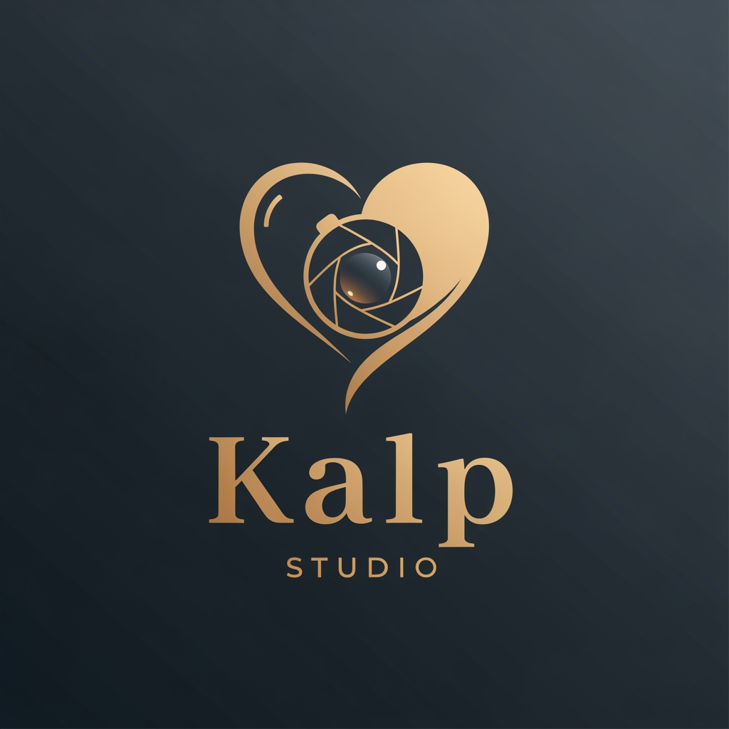 AI Design for a logo for kalp studio itsa photoshoot studio make it elegent, premeum modern classic, emotional, memories