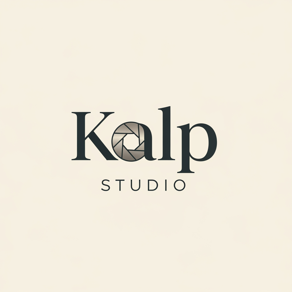 AI Design for a logo for kalp studio itsa photoshoot studio make it elegent, premeum modern classic