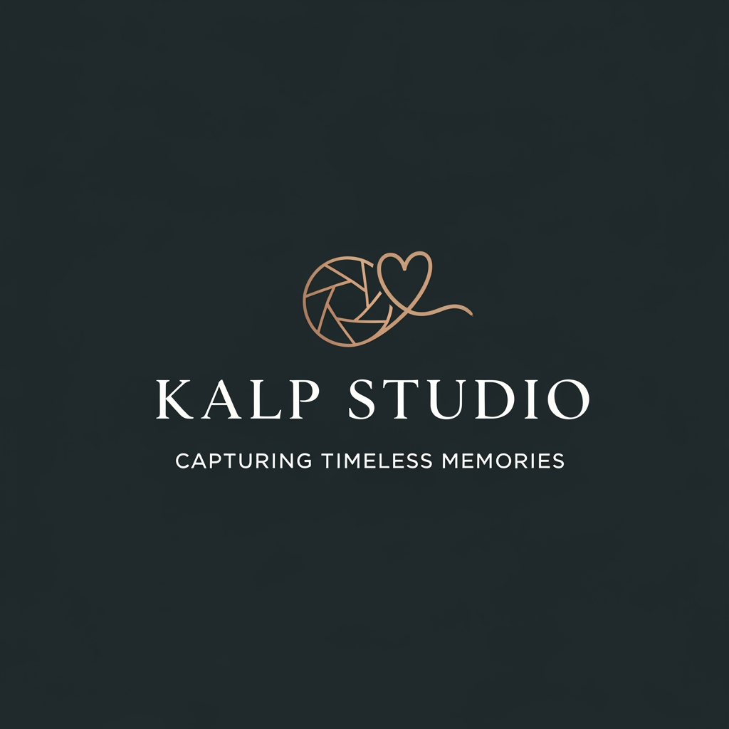 AI Design for a logo for kalp studio itsa photoshoot studio make it elegent, premeum modern classic, emotional, memories
