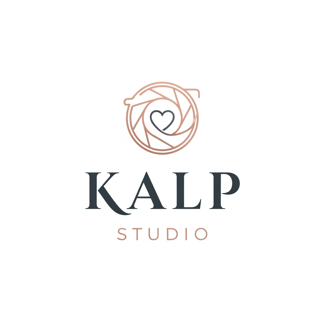 AI Design for a logo for kalp studio itsa photoshoot studio make it elegent, premeum modern classic, emotional, memories