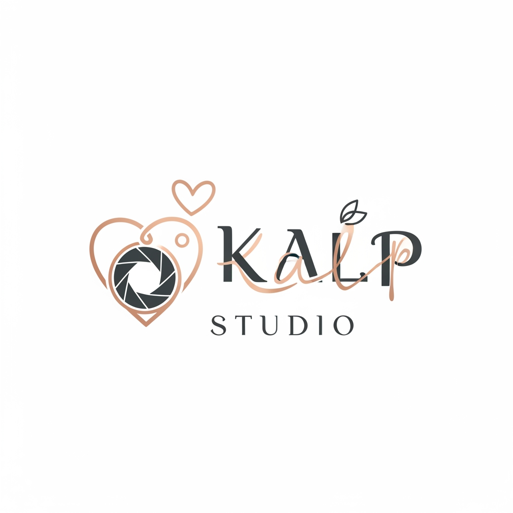 AI Design for a logo for kalp studio itsa photoshoot studio make it elegent, premeum modern classic, emotional, memories cute
