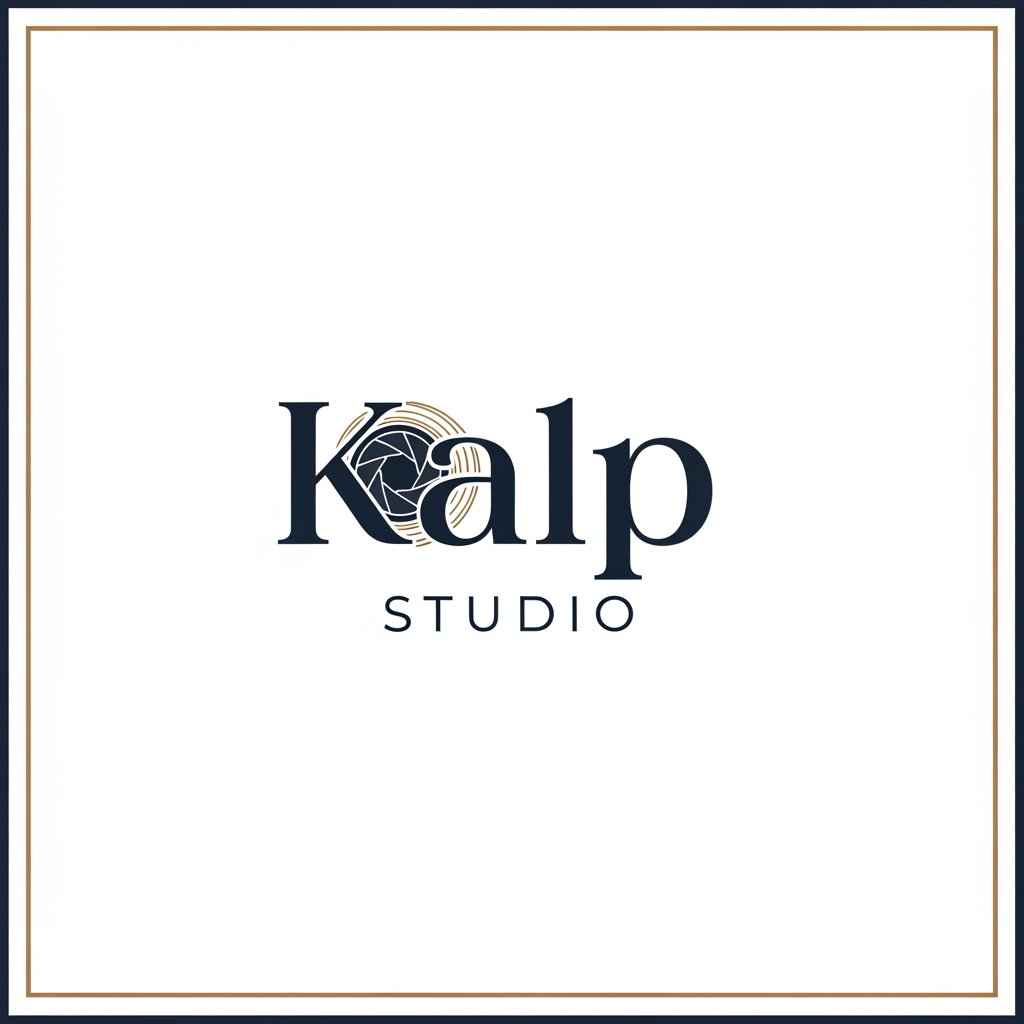 AI Design for a logo for kalp studio itsa photoshoot studio make it elegent, premeum modern classic