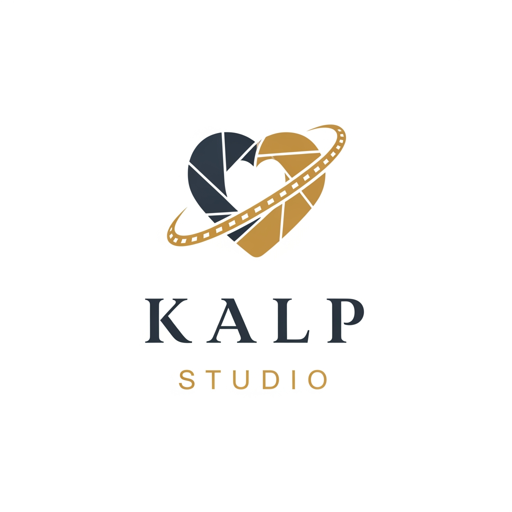 AI Design for a logo for kalp studio itsa photoshoot studio make it elegent, premeum modern classic, emotional, memories