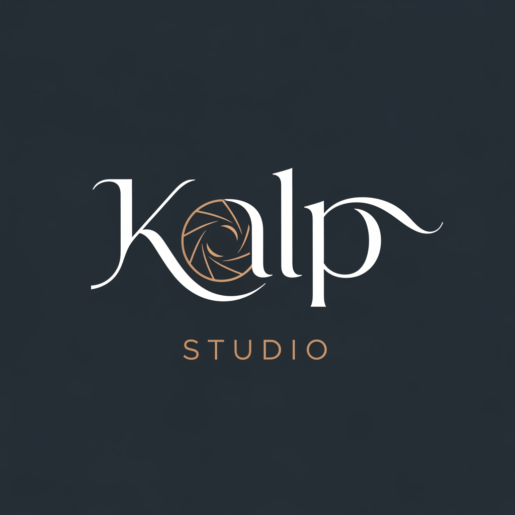 AI Design for a logo for kalp studio its a photoshoot studio make it elegant, premium modern classic, emotional, memories timeless dont add hearts