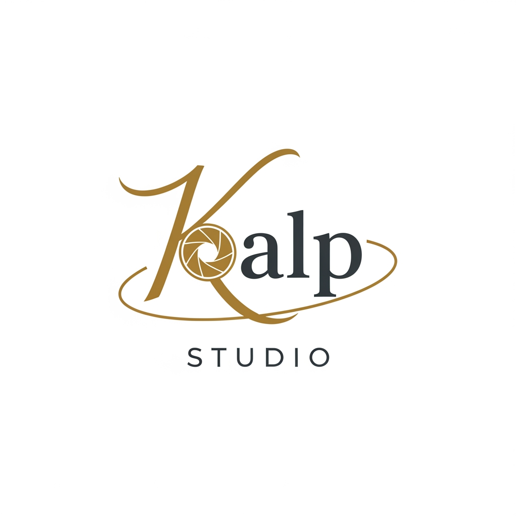 AI Design for a logo for kalp studio itsa photoshoot studio make it elegent, premium modern classic, emotional, memories timeless dont add hearts