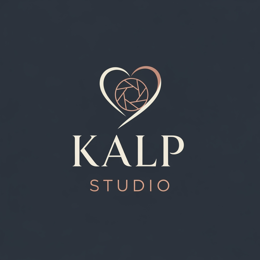 AI Design for a logo for kalp studio itsa photoshoot studio make it elegent, premium modern classic, emotional, memories timeless