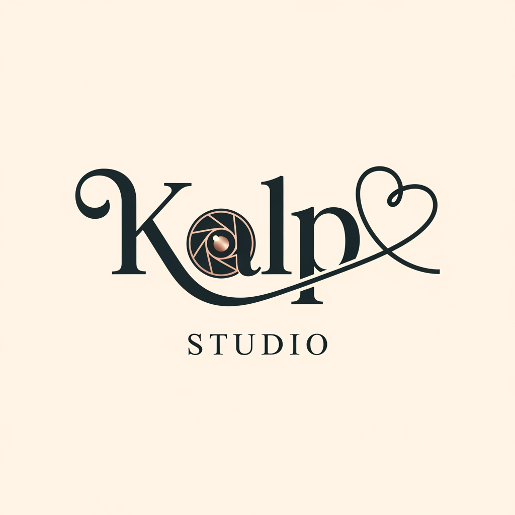 AI Design for a logo for kalp studio itsa photoshoot studio make it elegent, premium modern classic, emotional, memories timeless