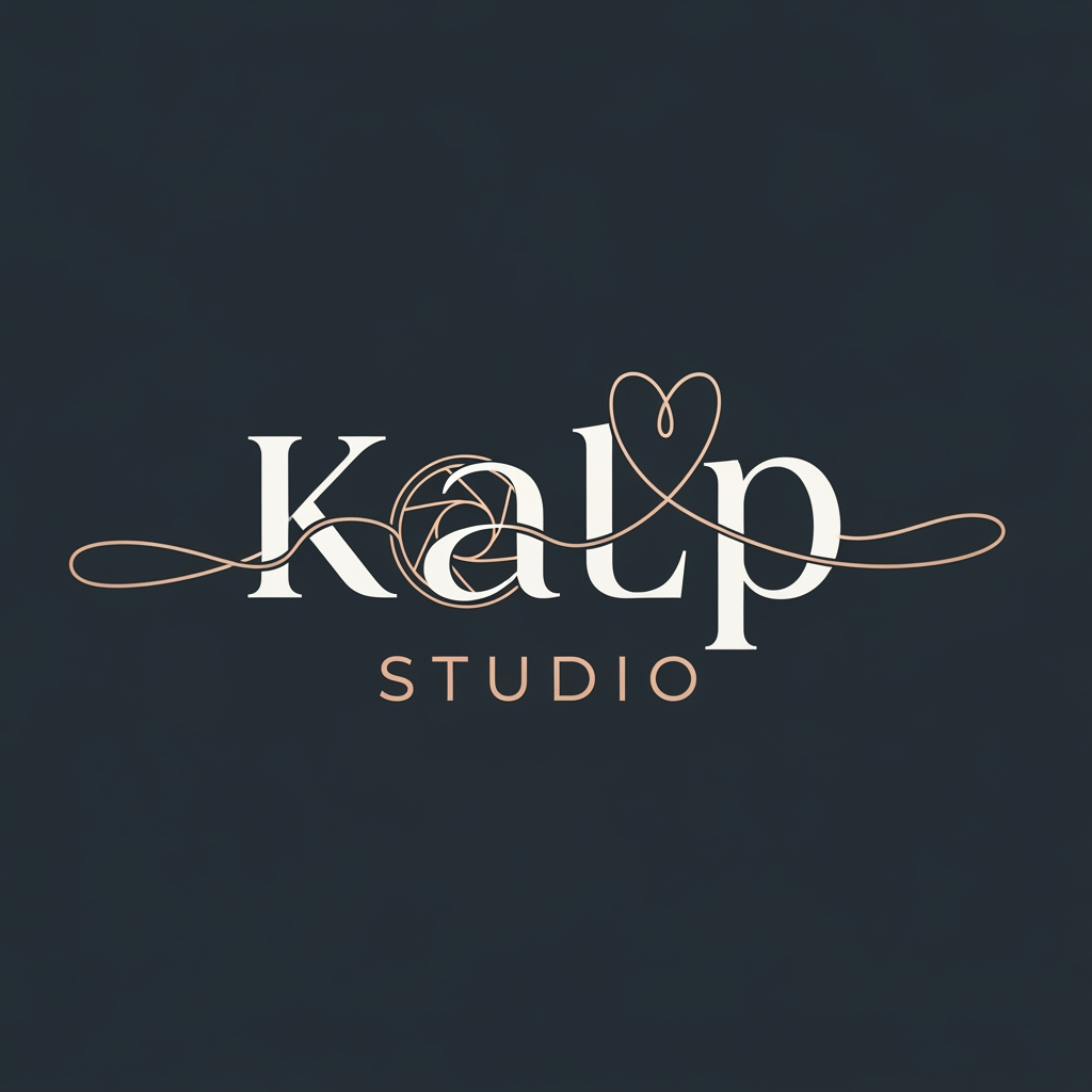 AI Design for a logo for kalp studio itsa photoshoot studio make it elegent, premium modern classic, emotional, memories timeless