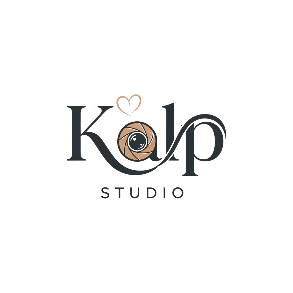 AI Design for a logo for kalp studio itsa photoshoot studio make it elegent, premeum modern classic, emotional, memories