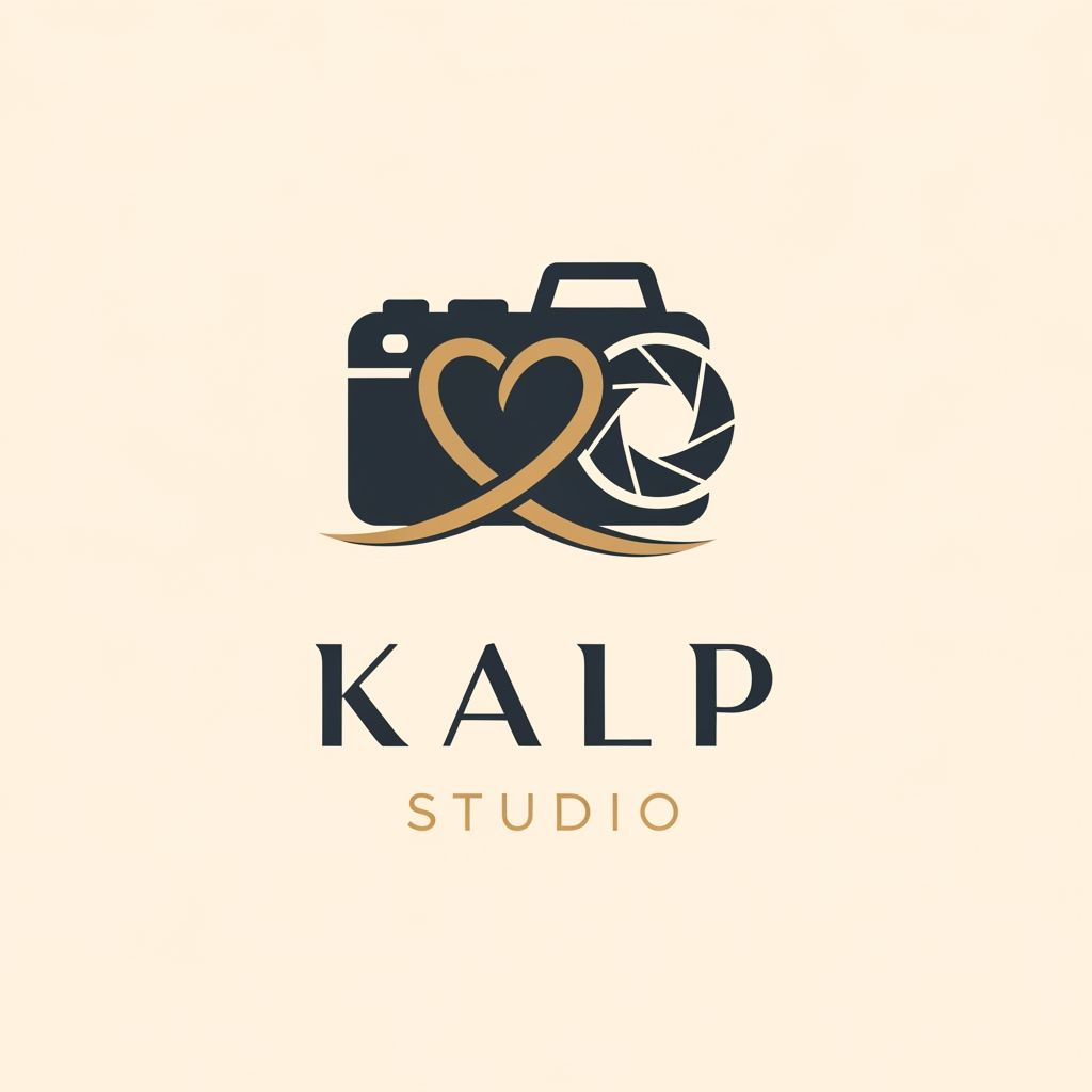 AI Design for a logo for kalp studio itsa photoshoot studio make it elegent, premium modern classic, emotional, memories timeless