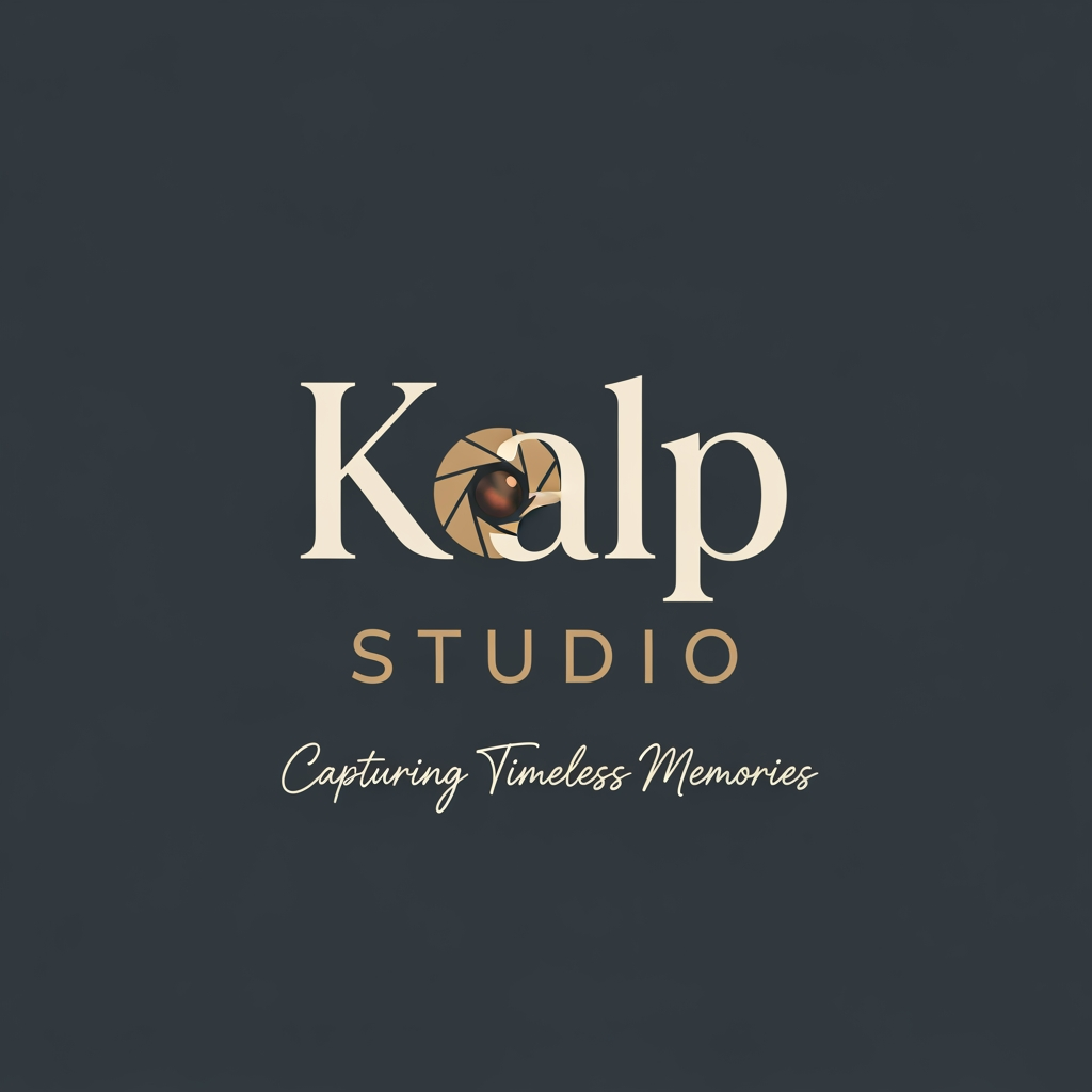 AI Design for a logo for kalp studio itsa photoshoot studio make it elegent, premium modern classic, emotional, memories timeless dont add hearts