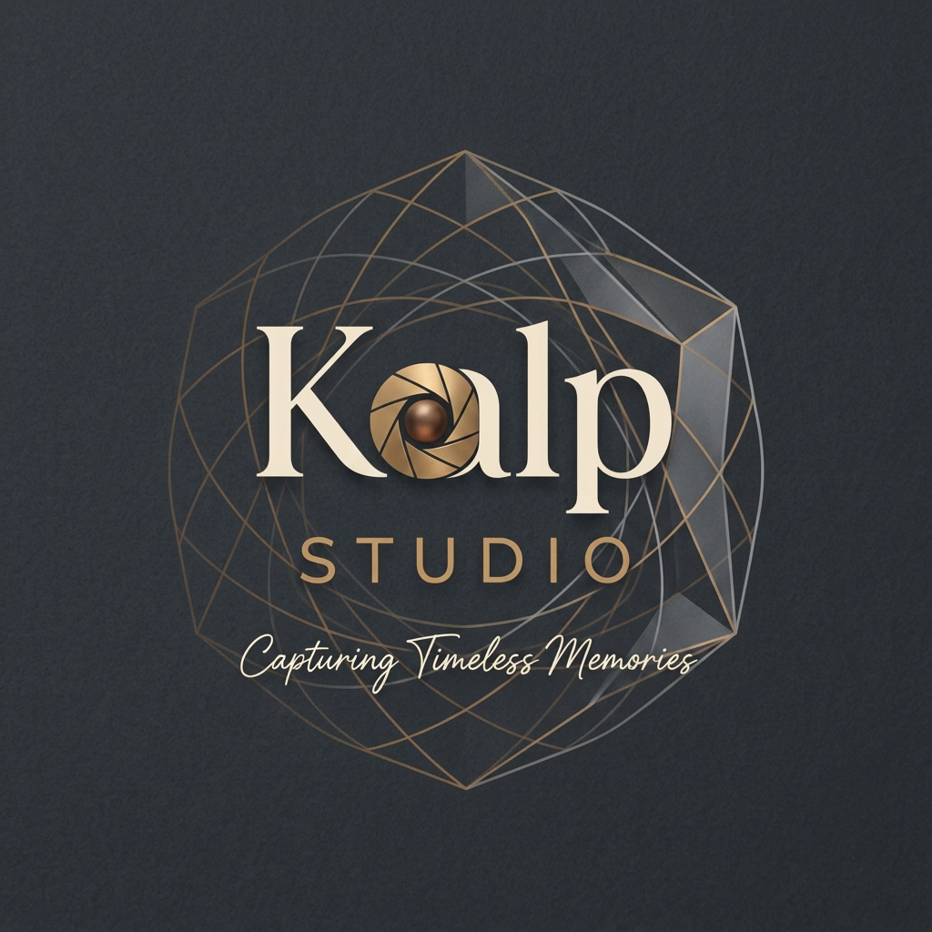 AI Design for a logo for kalp studio its a photoshoot studio make it elegant, premium modern classic, emotional, memories timeless dont add hearts